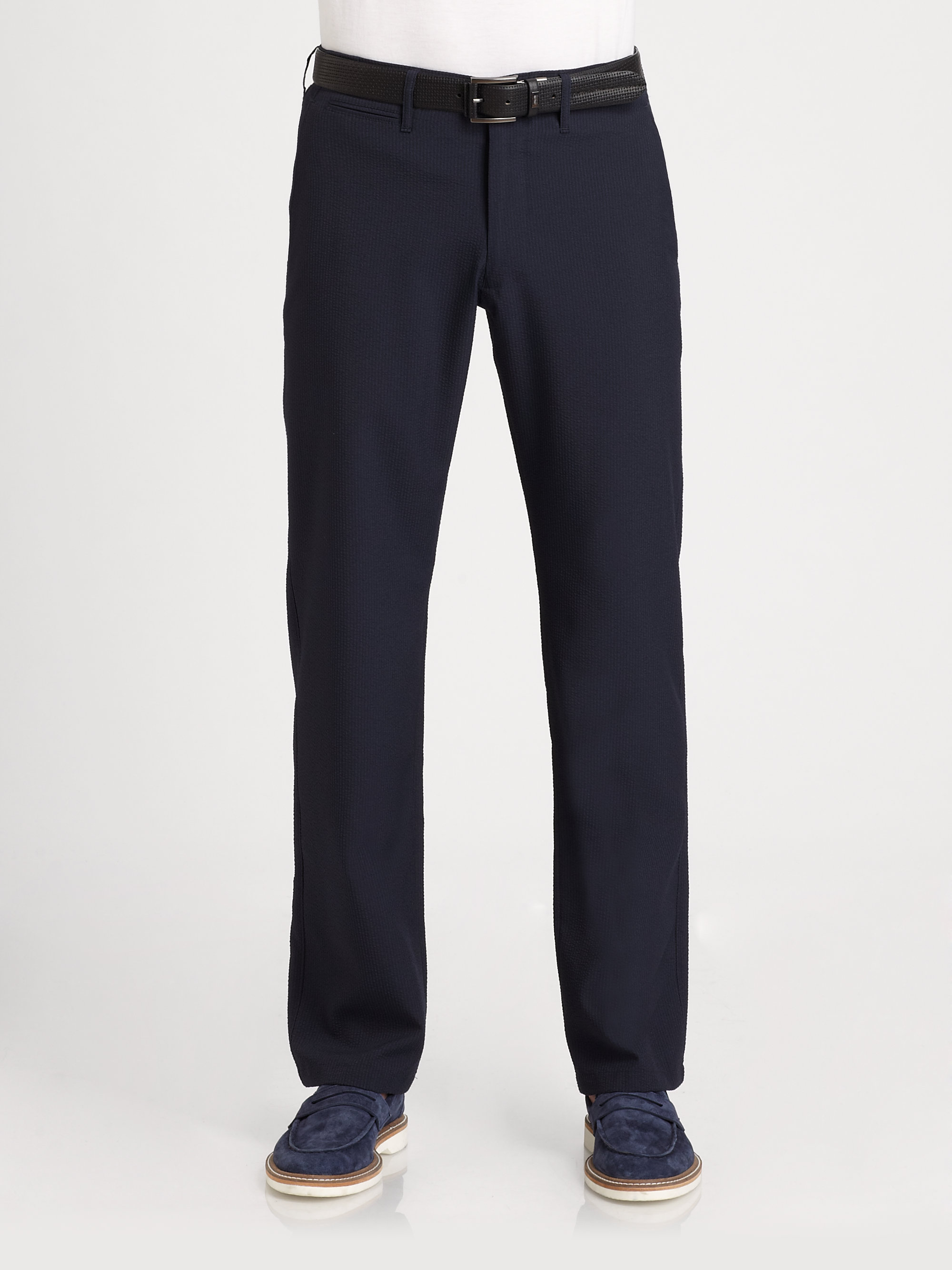 Armani Seersucker Stripe Pants in Blue for Men (dark navy) | Lyst