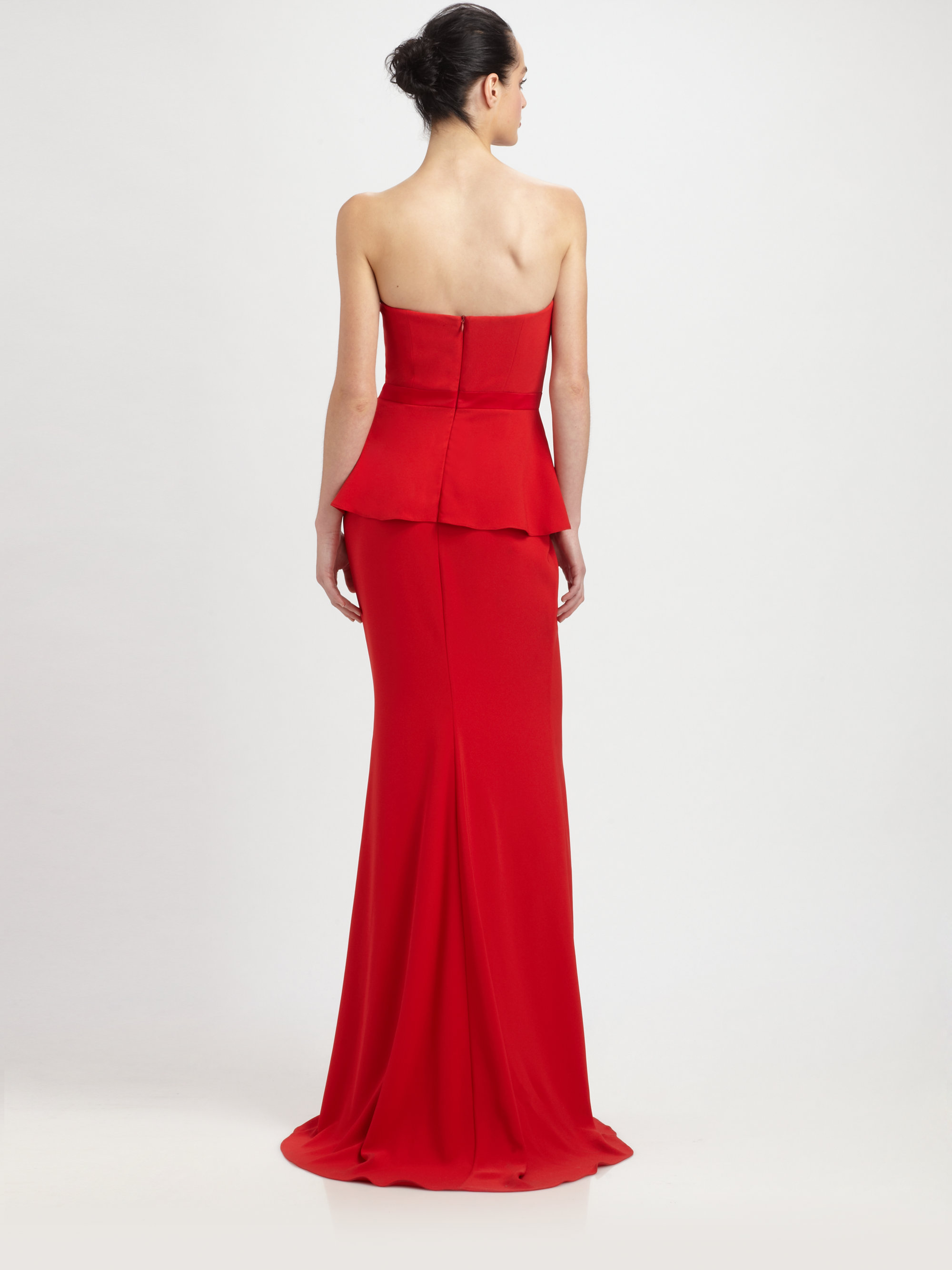 badgley mischka red ball gown