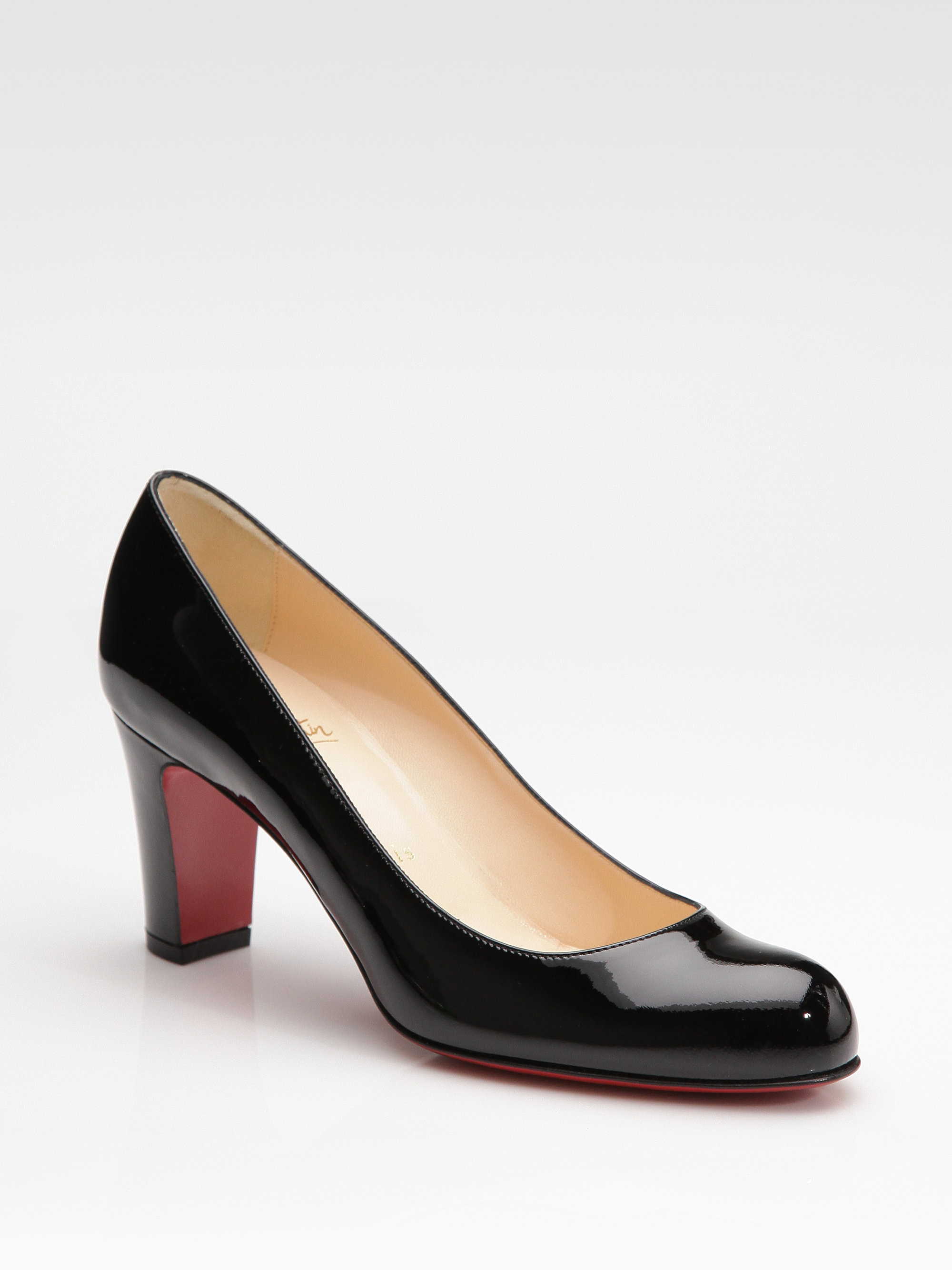 Christian louboutin Miss Tack Patent Leather Pumps in Black | Lyst