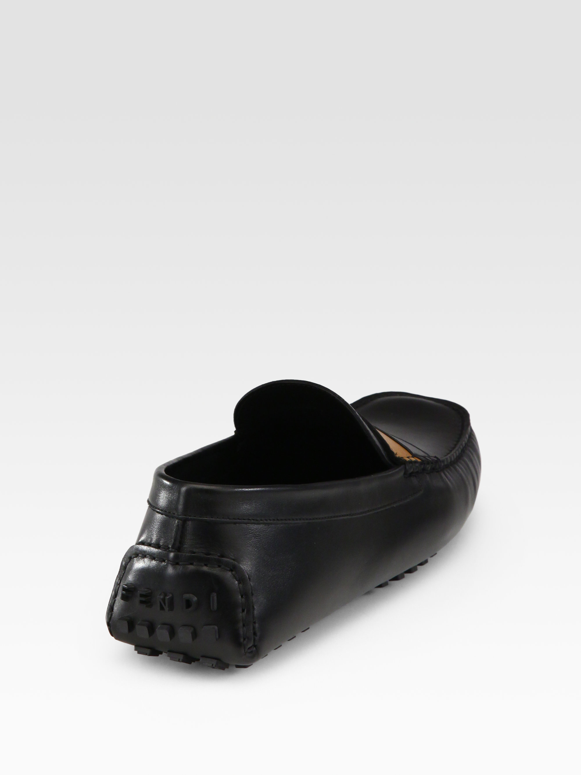 black leather moccasins