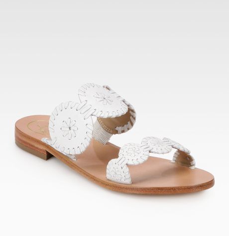 Jack Rogers Lauren Leather Sandals in White | Lyst