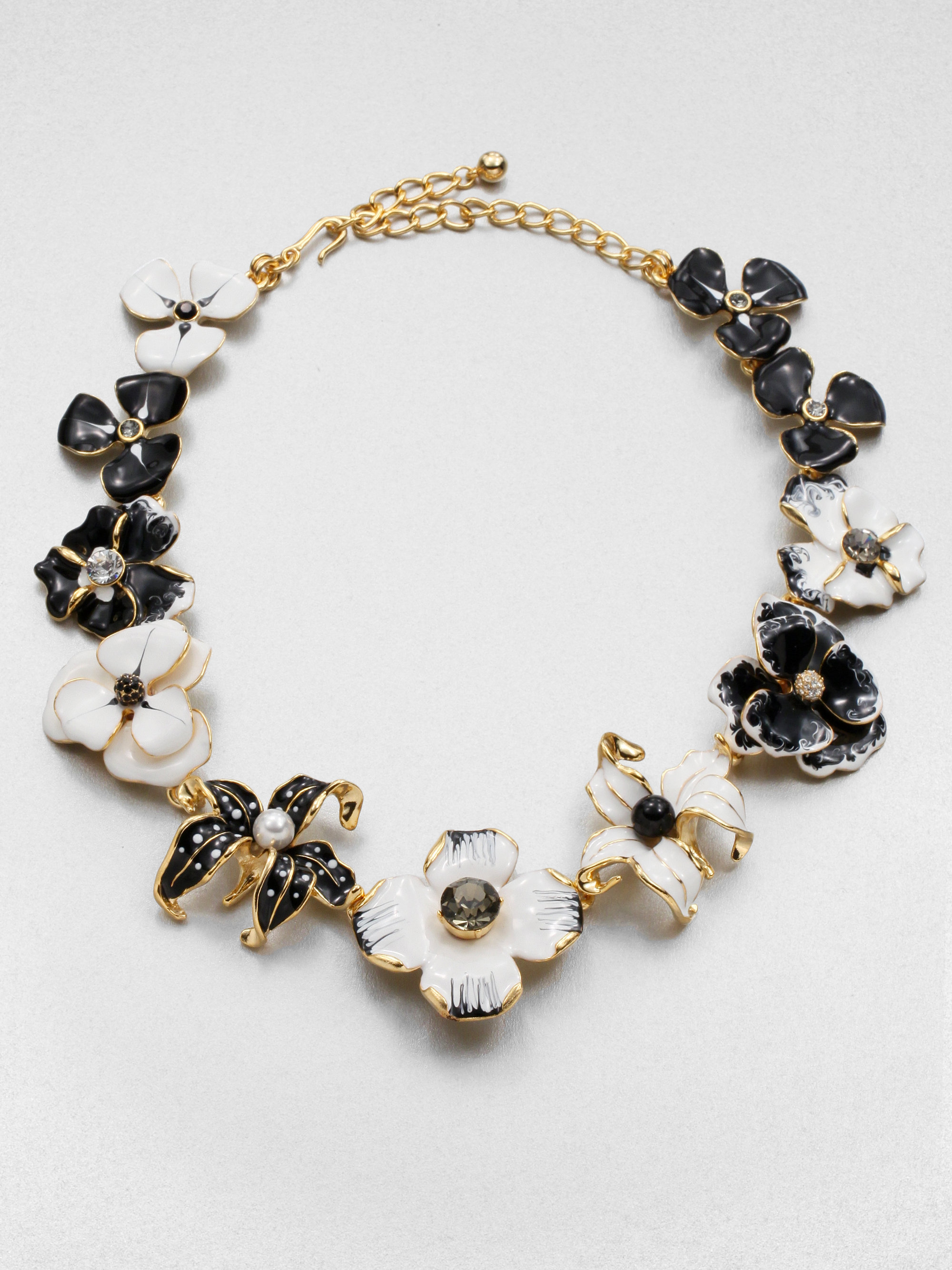 Lyst - Kenneth jay lane Enamel Flower Bib Necklace in White