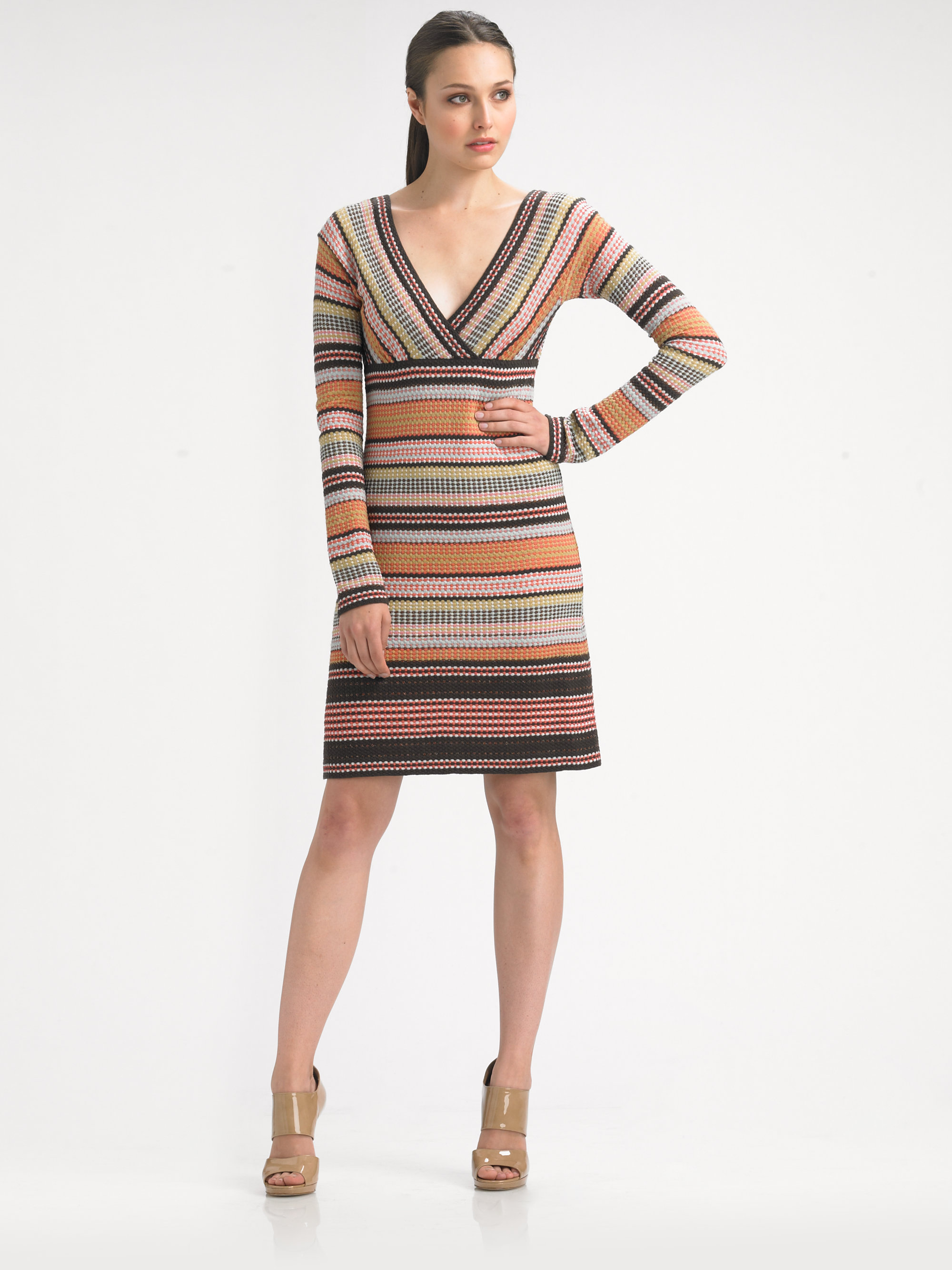 M Missoni Long Sleeve Dress in Espresso (Brown) Lyst
