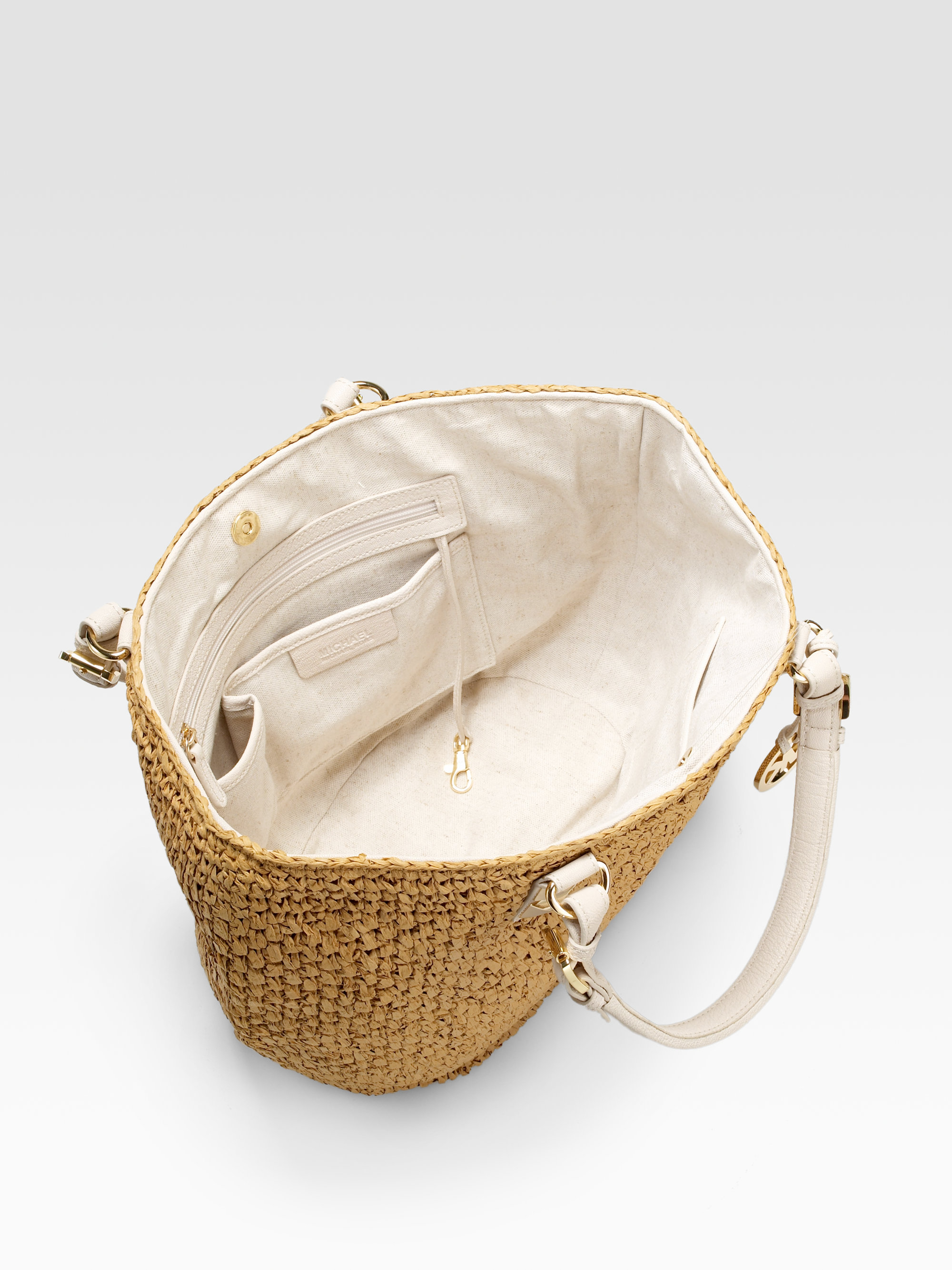 MICHAEL Michael Kors Santorini Straw Tote in Natural/Vanilla (Natural) -  Lyst