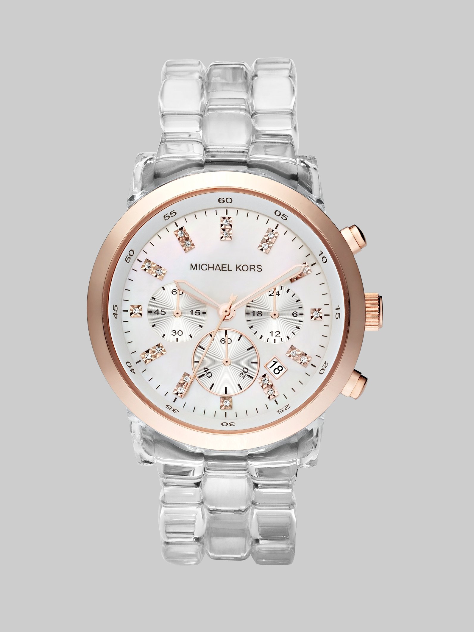 Michael Kors Clear Bracelet Chronograph Watch in Metallic | Lyst