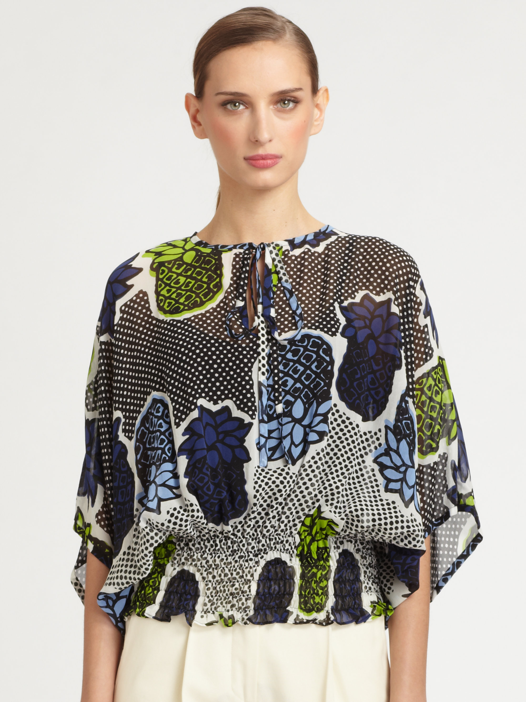 Boutique Moschino Silk Pineapple Print Blouse - Lyst