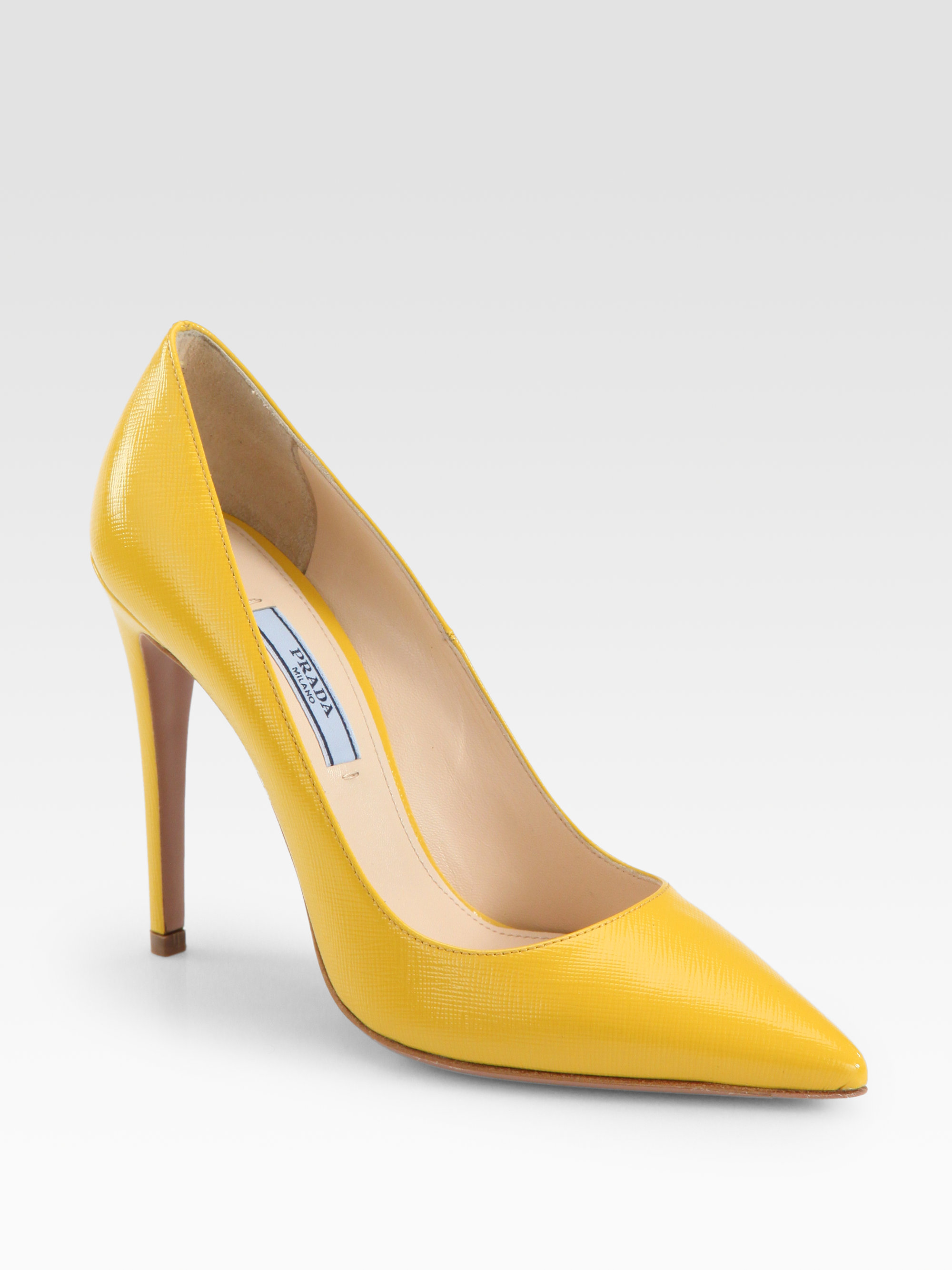 Prada Leather Pumps in Yellow - Lyst