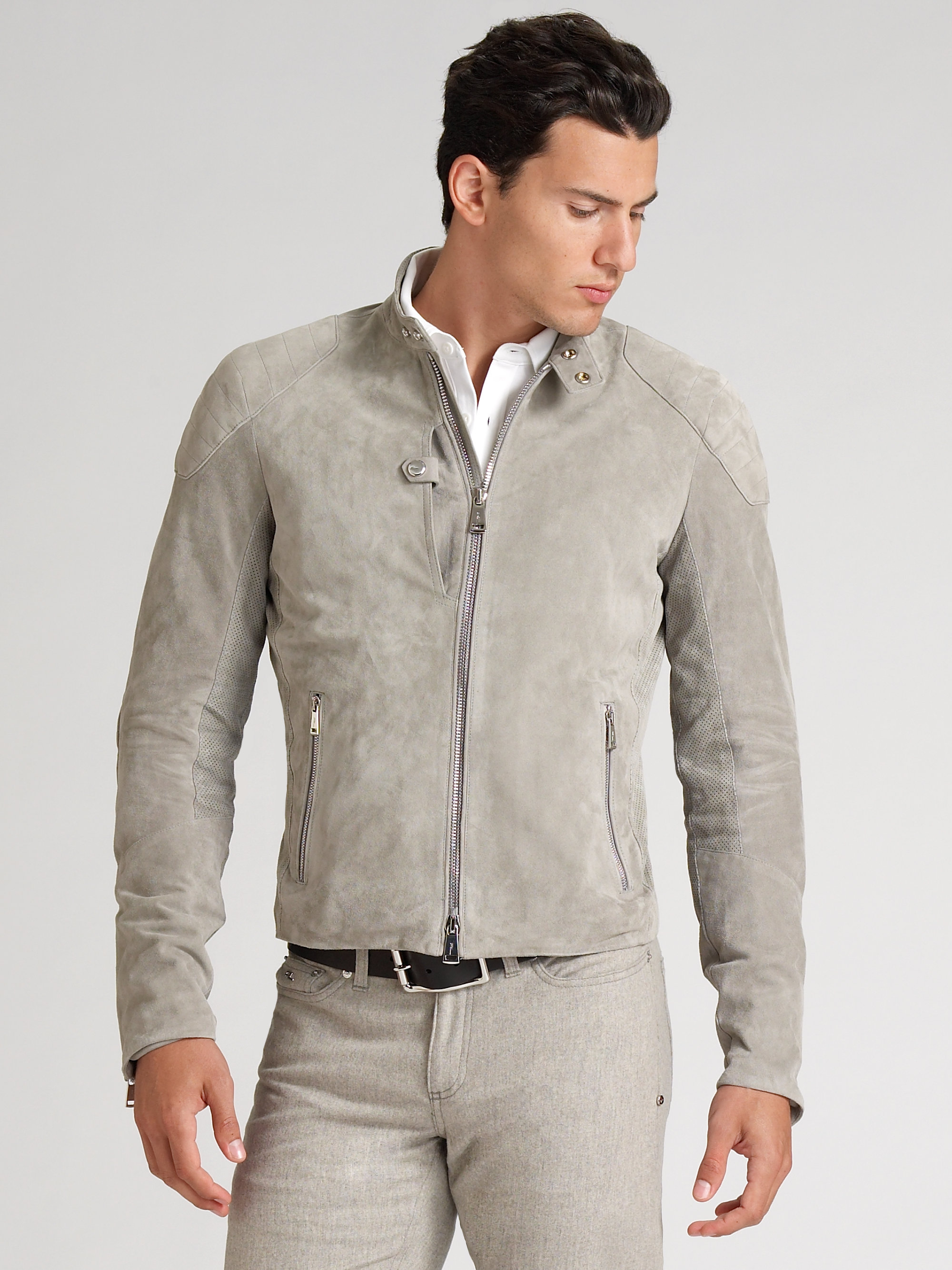 Ralph Lauren Black Label Suede Jacket in Light Grey (Gray) for Men - Lyst