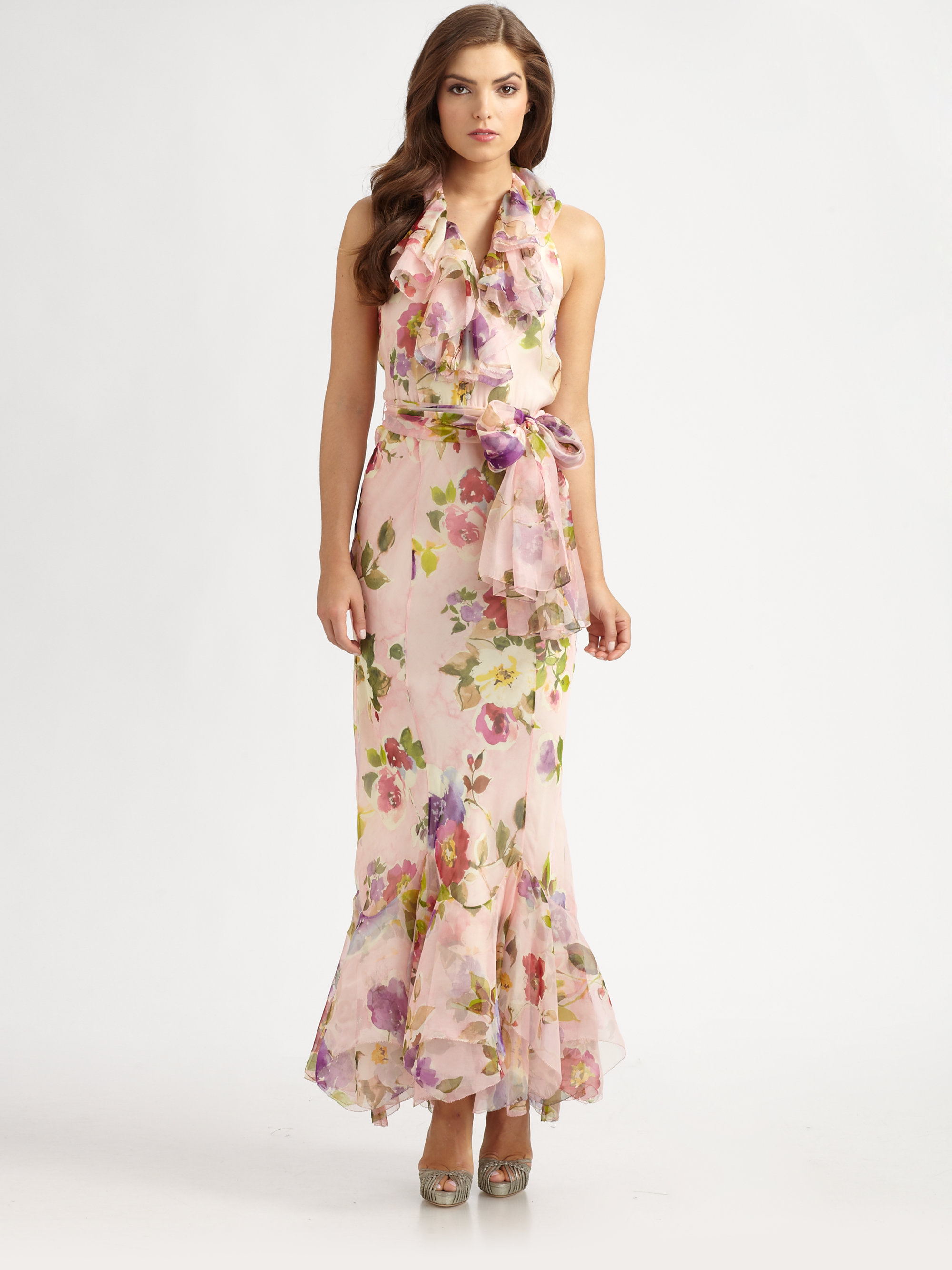 floral silk gown