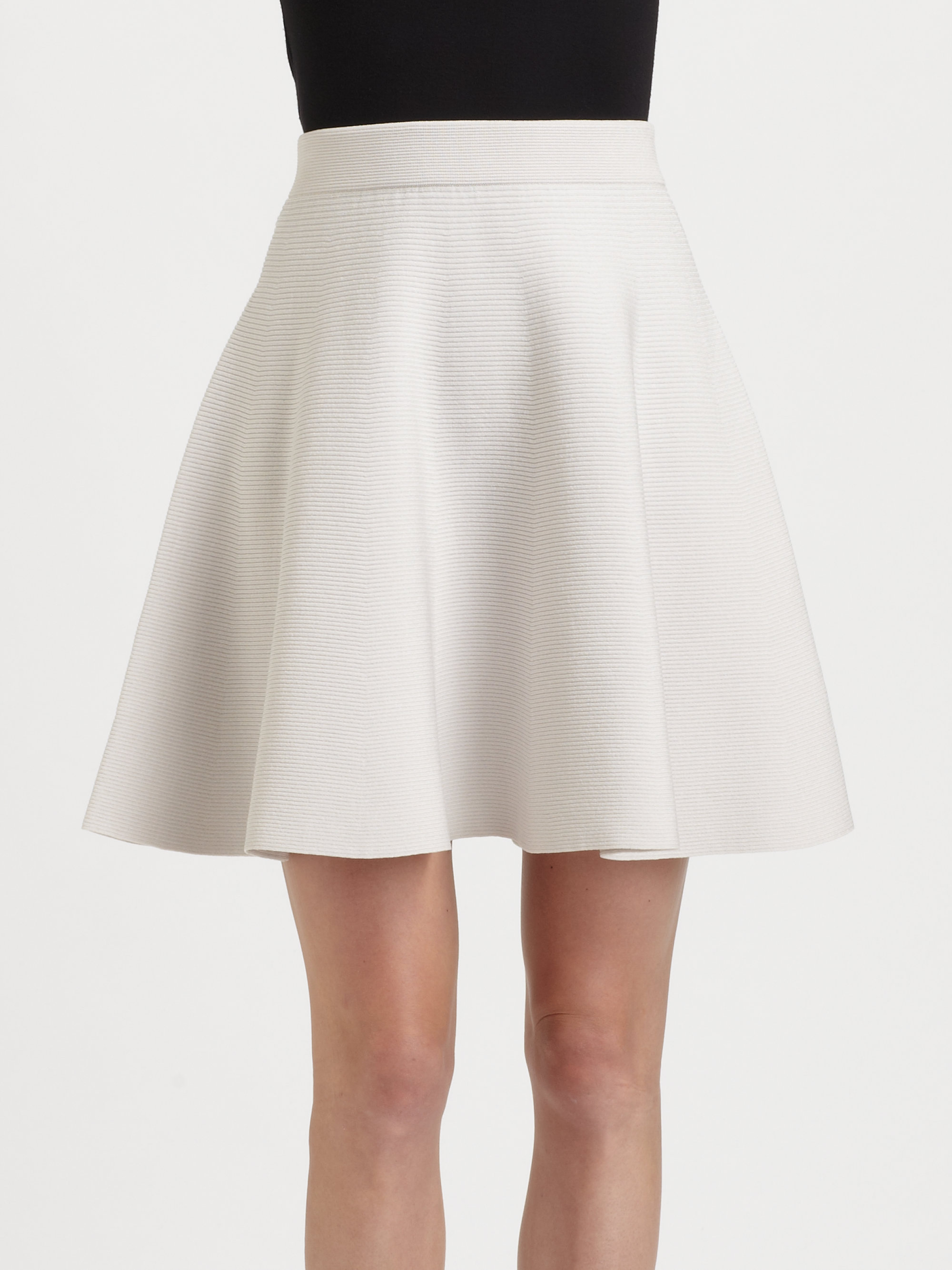 Lyst - Rebecca taylor Knit Flared Skirt in White