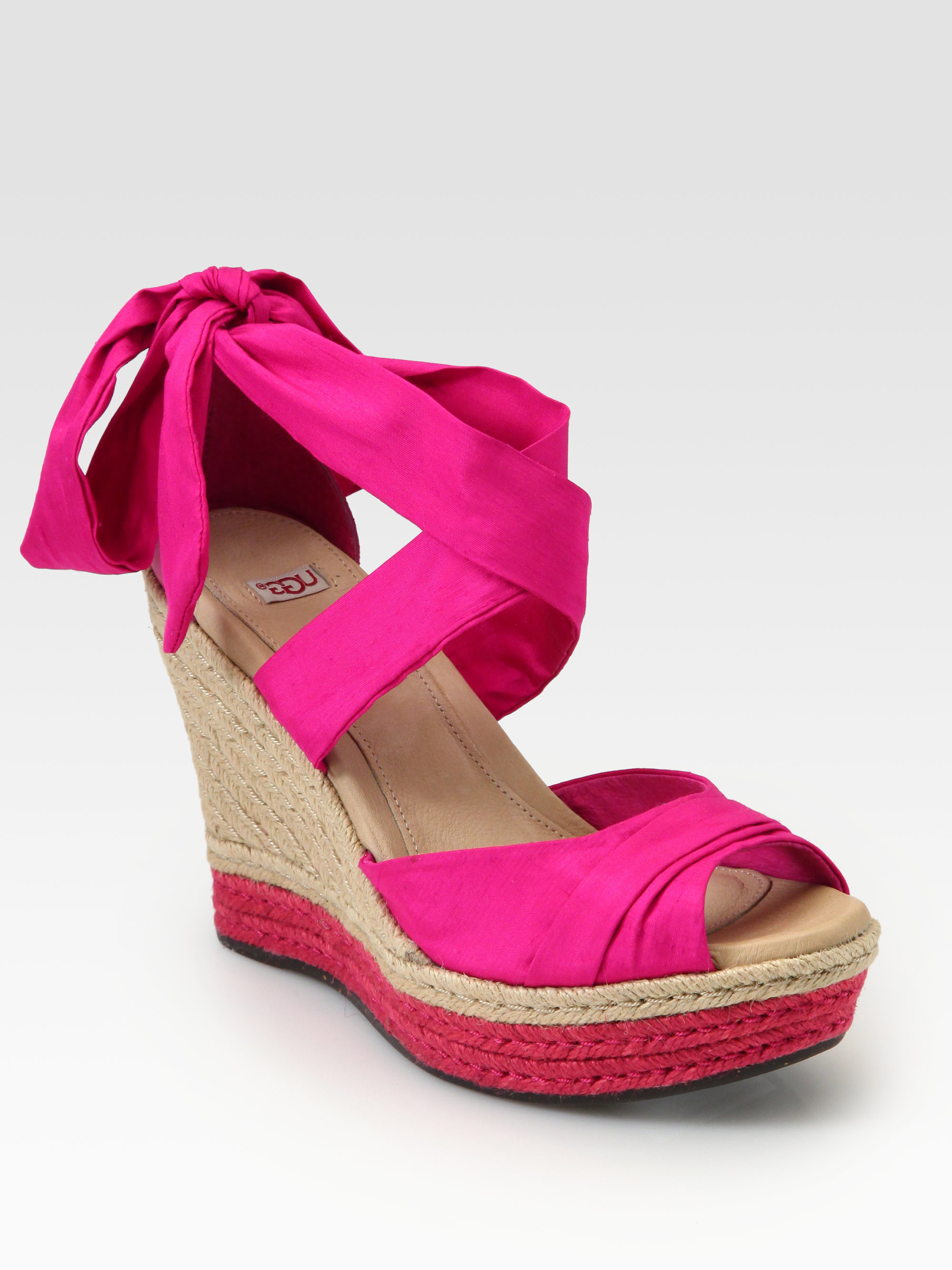 UGG Lucianna Silk Leather Espadrille Wedges in Raspberry Sorbet (Pink) -  Lyst