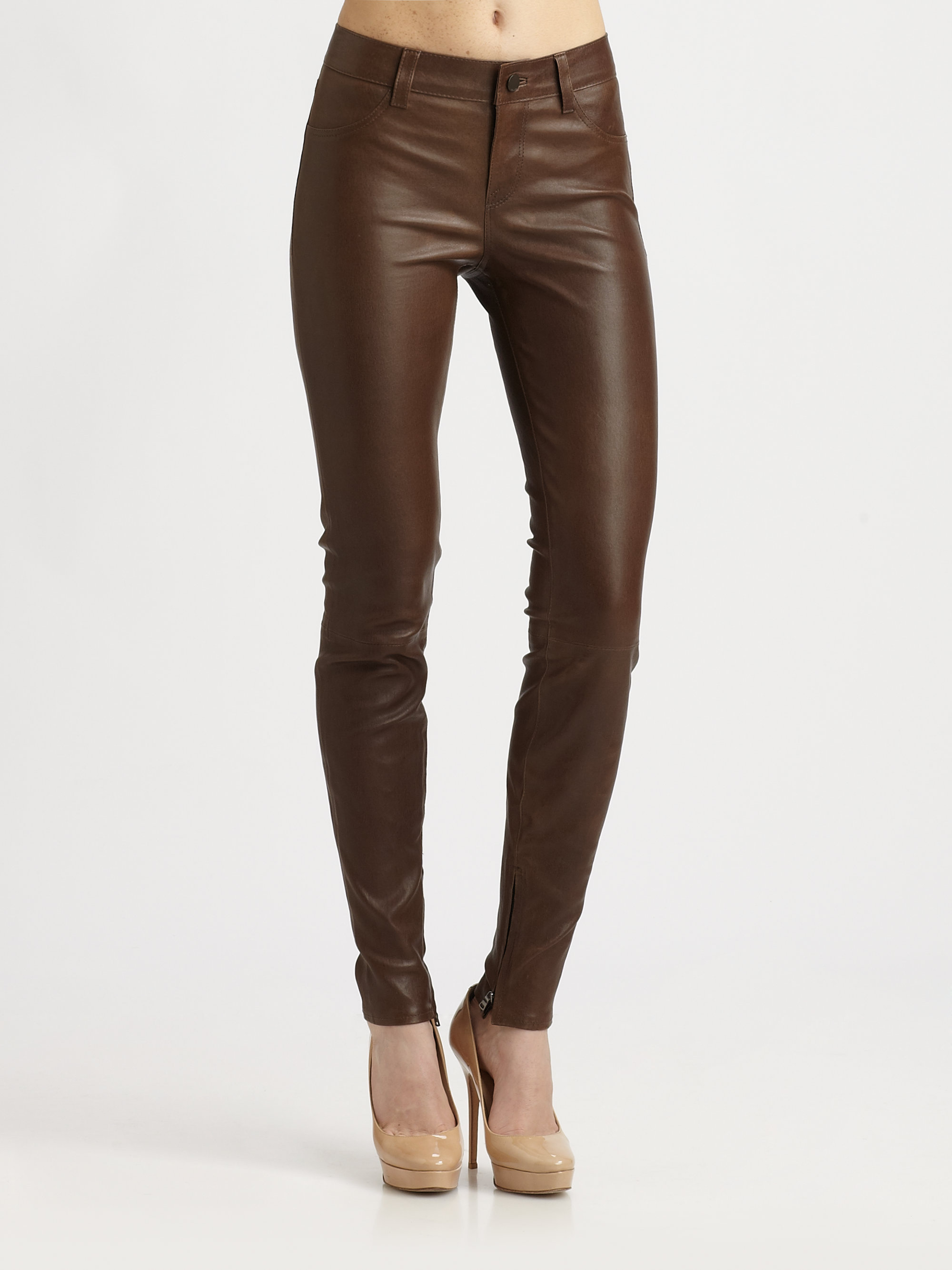 Vince Washed Leather Pants in Merlot 