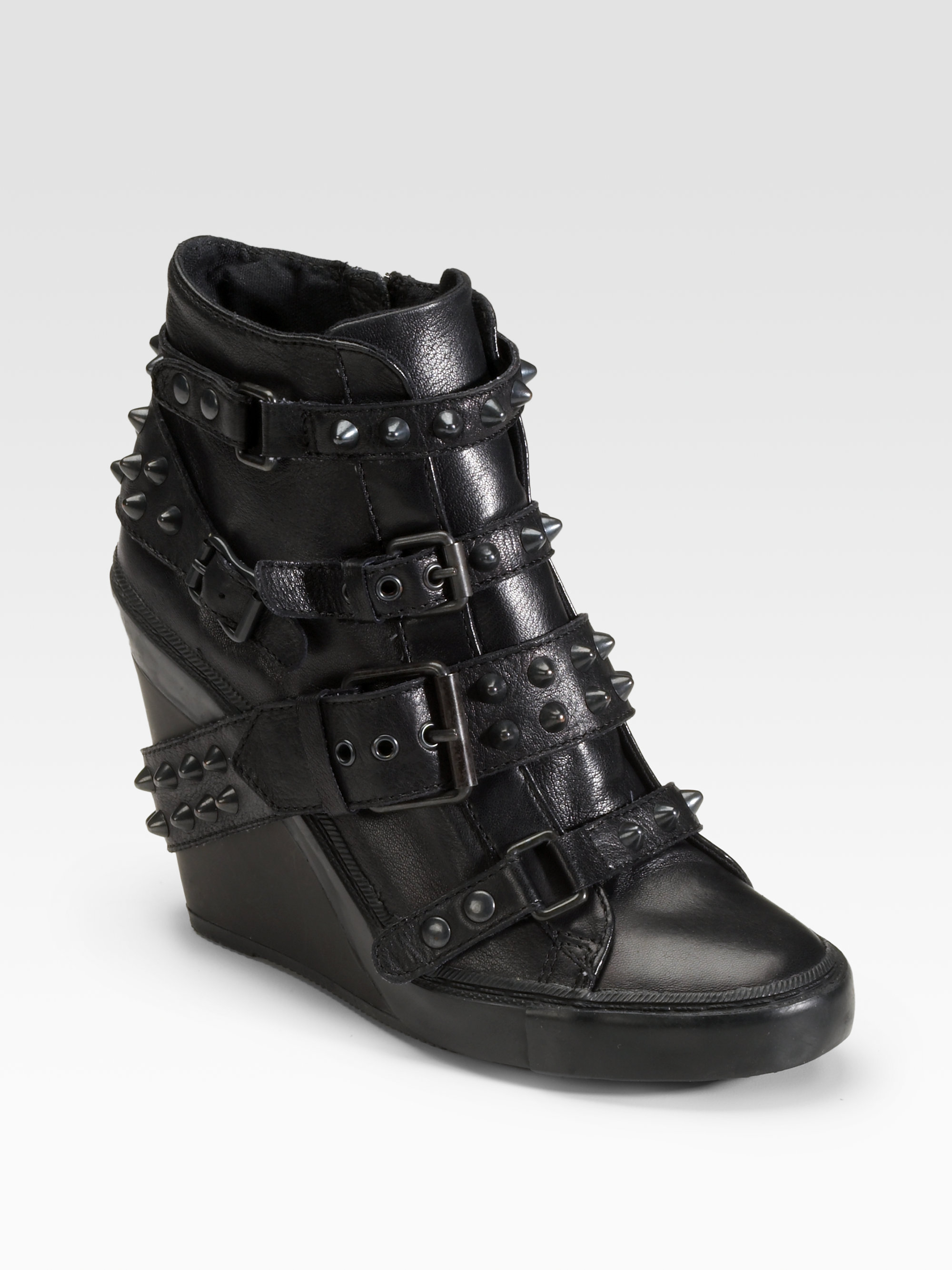 studded wedge booties