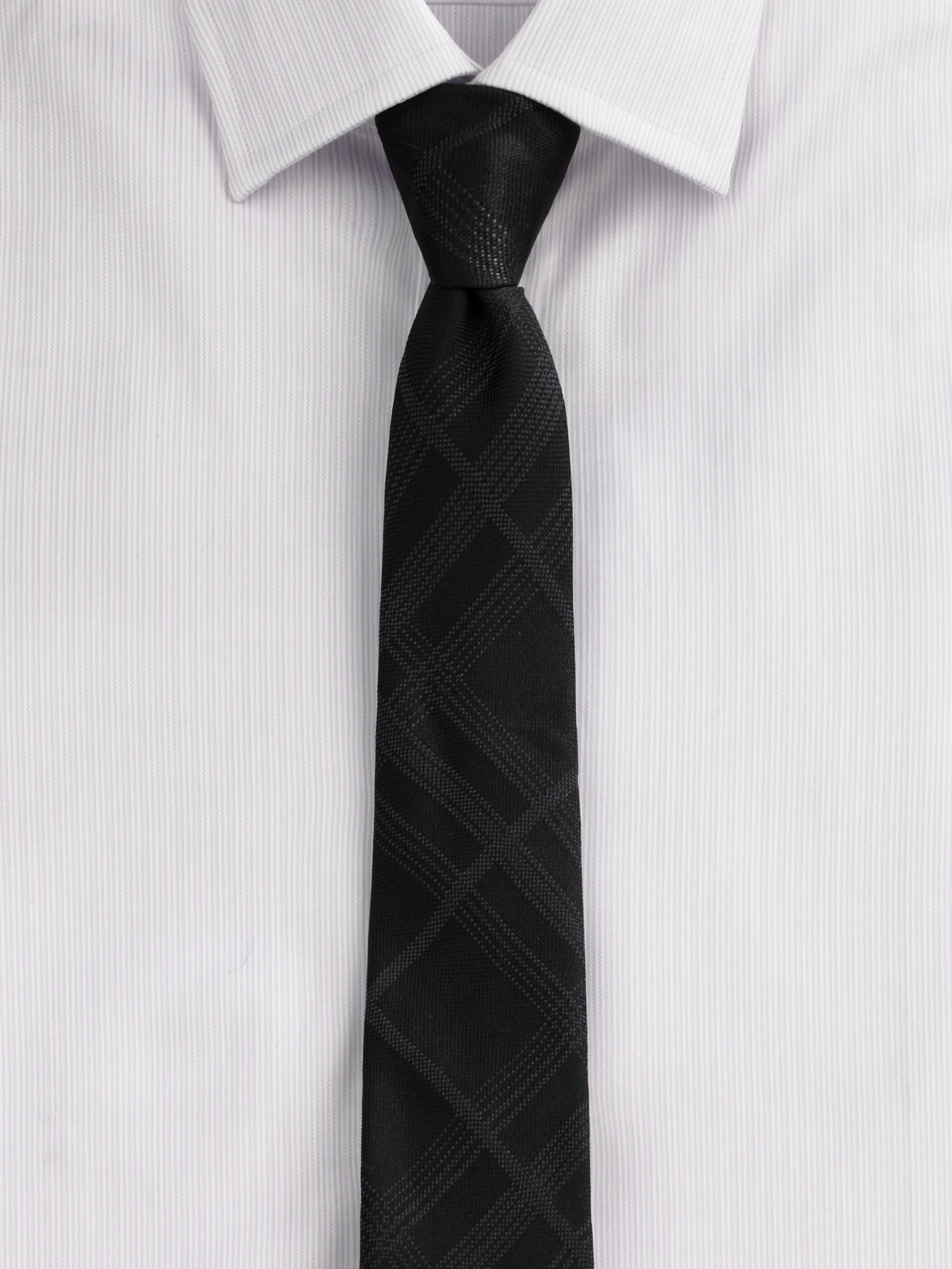 Burberry Tonal-check Silk Tie in Black for Men - Lyst