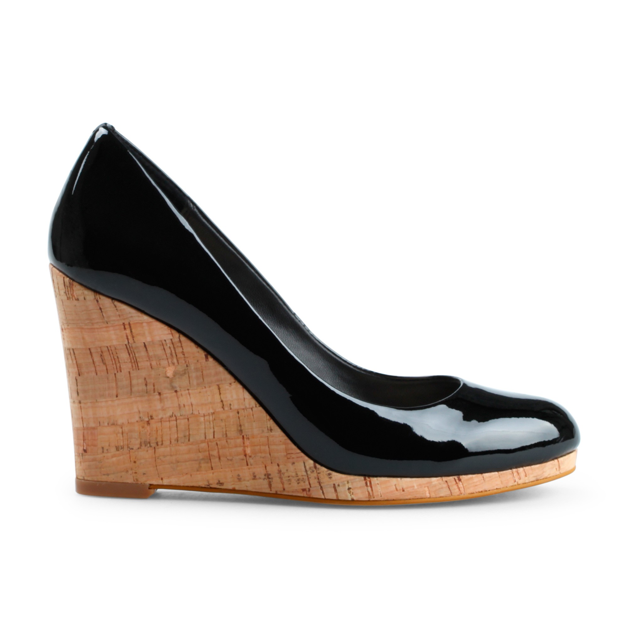 C. Wonder Patent Leather Cork Wedge Pump in Black | Lyst