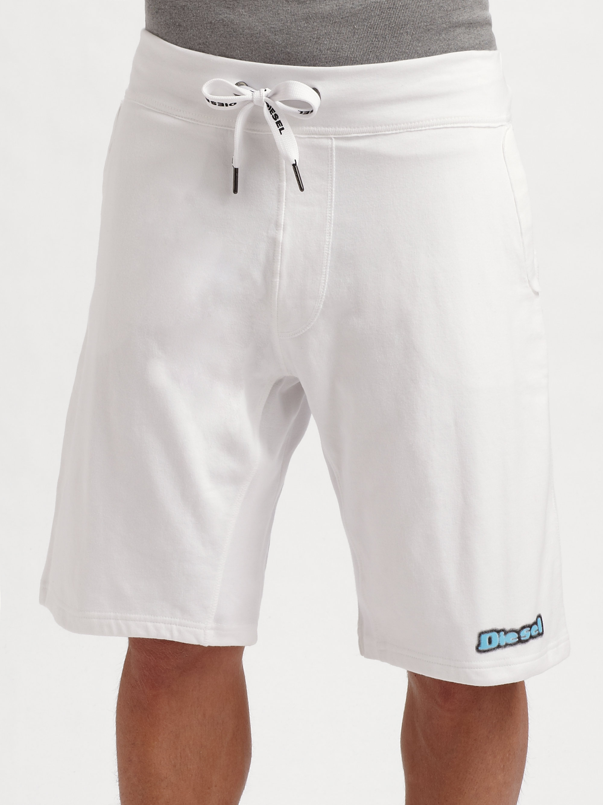 mens white fleece shorts