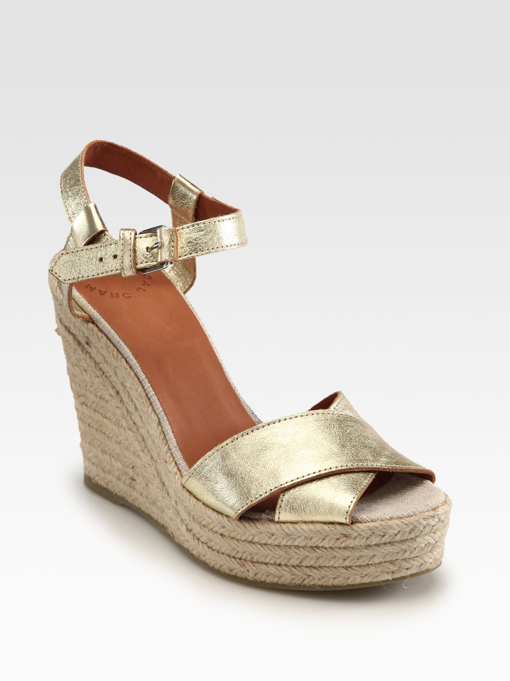 metallic espadrille wedges