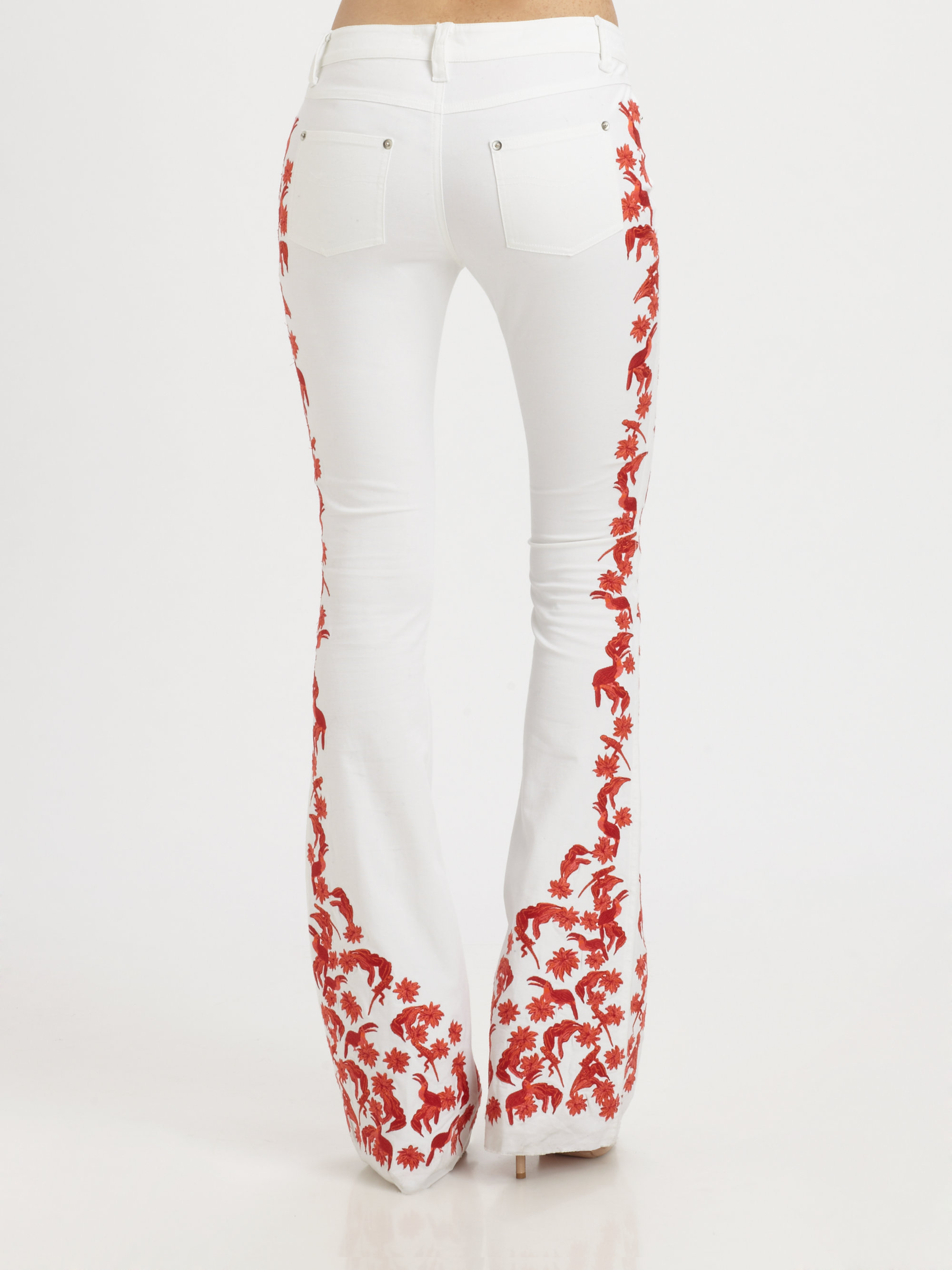 Rebecca Minkoff Tropical Embroidered Flare Jeans - Lyst