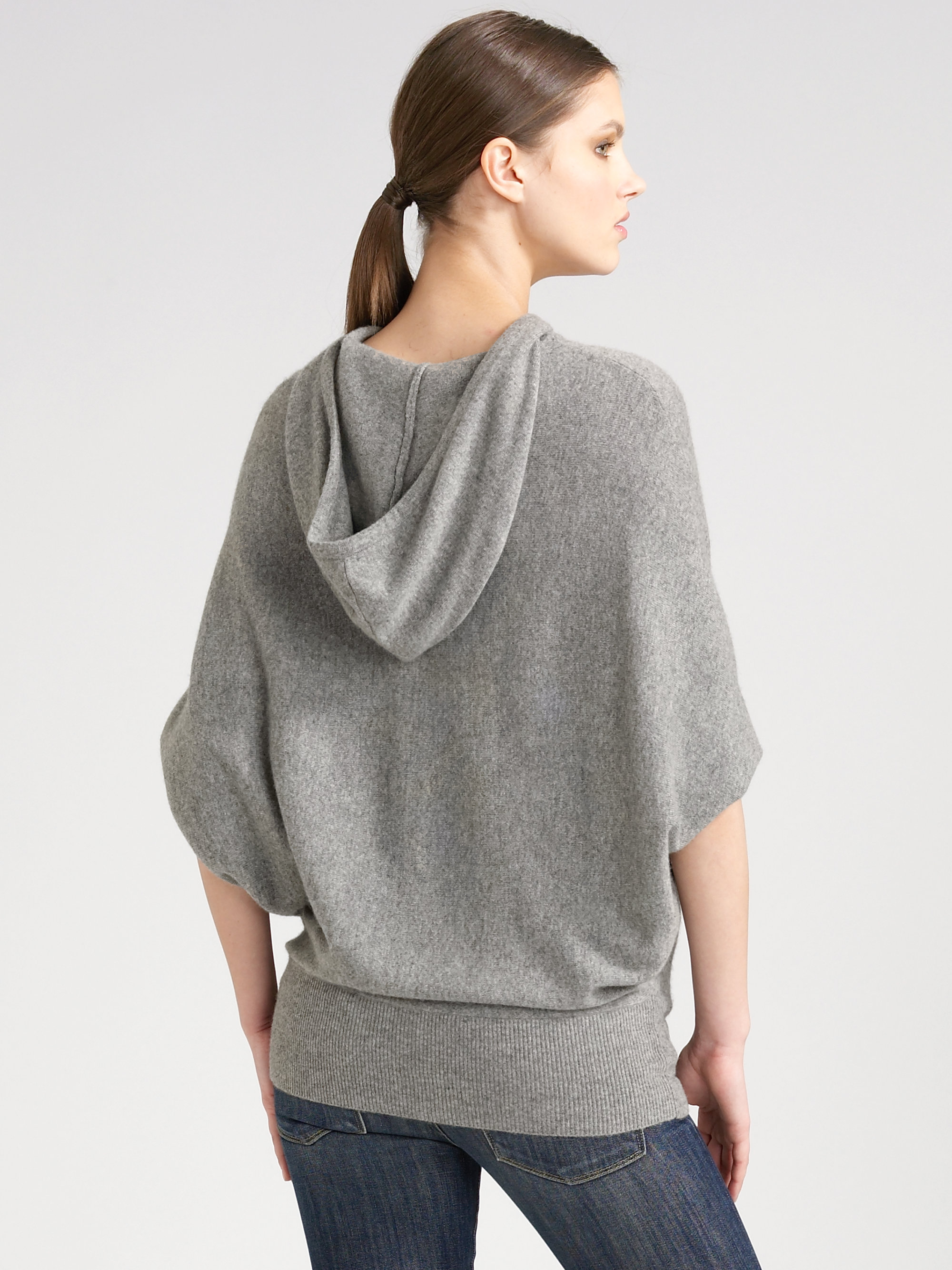 Vince Oversized Cashmere Hoodie in Gray | Lyst
