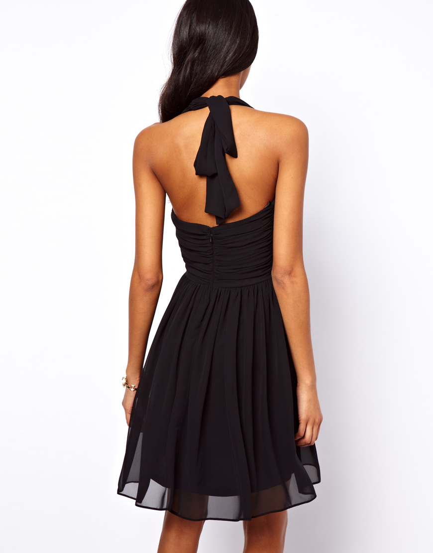 ASOS Collection Skater Dress with Sexy Halter Neck in Red Lyst