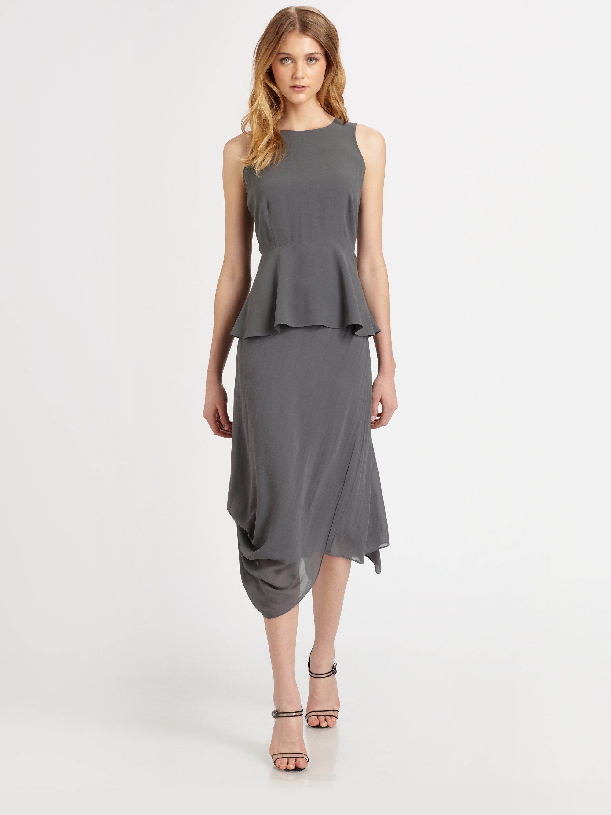 Eileen fisher Silk Draped Skirt in Gray Lyst