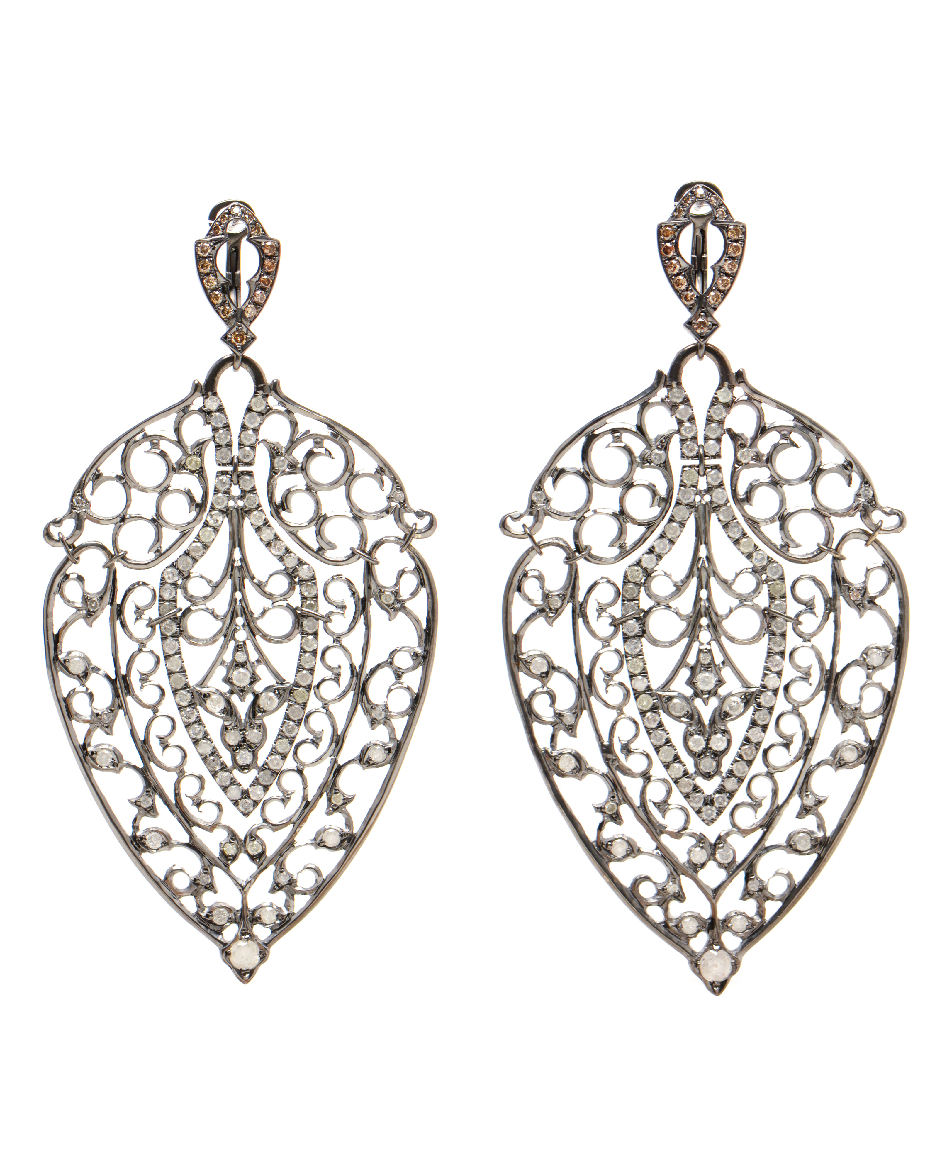 Lyst Loree Rodkin Leaf White Gold Black Rhodium And Diamond In Gray Gallery