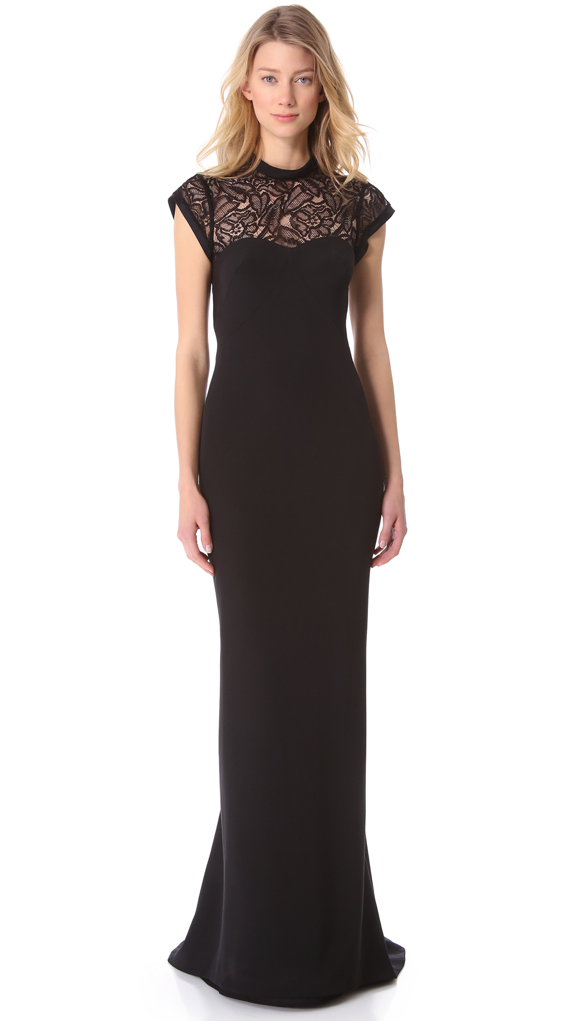 black cap sleeve gown