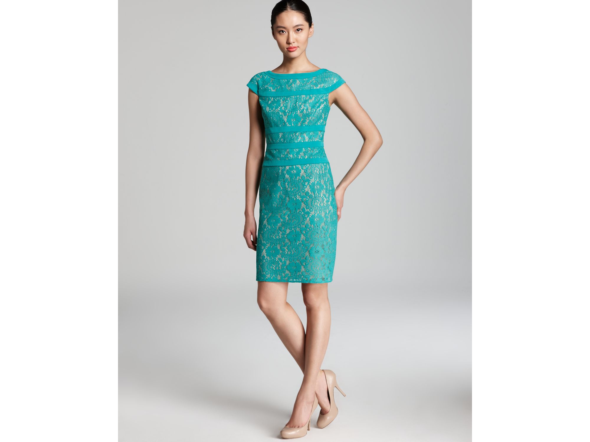 adrianna papell lace sheath dress
