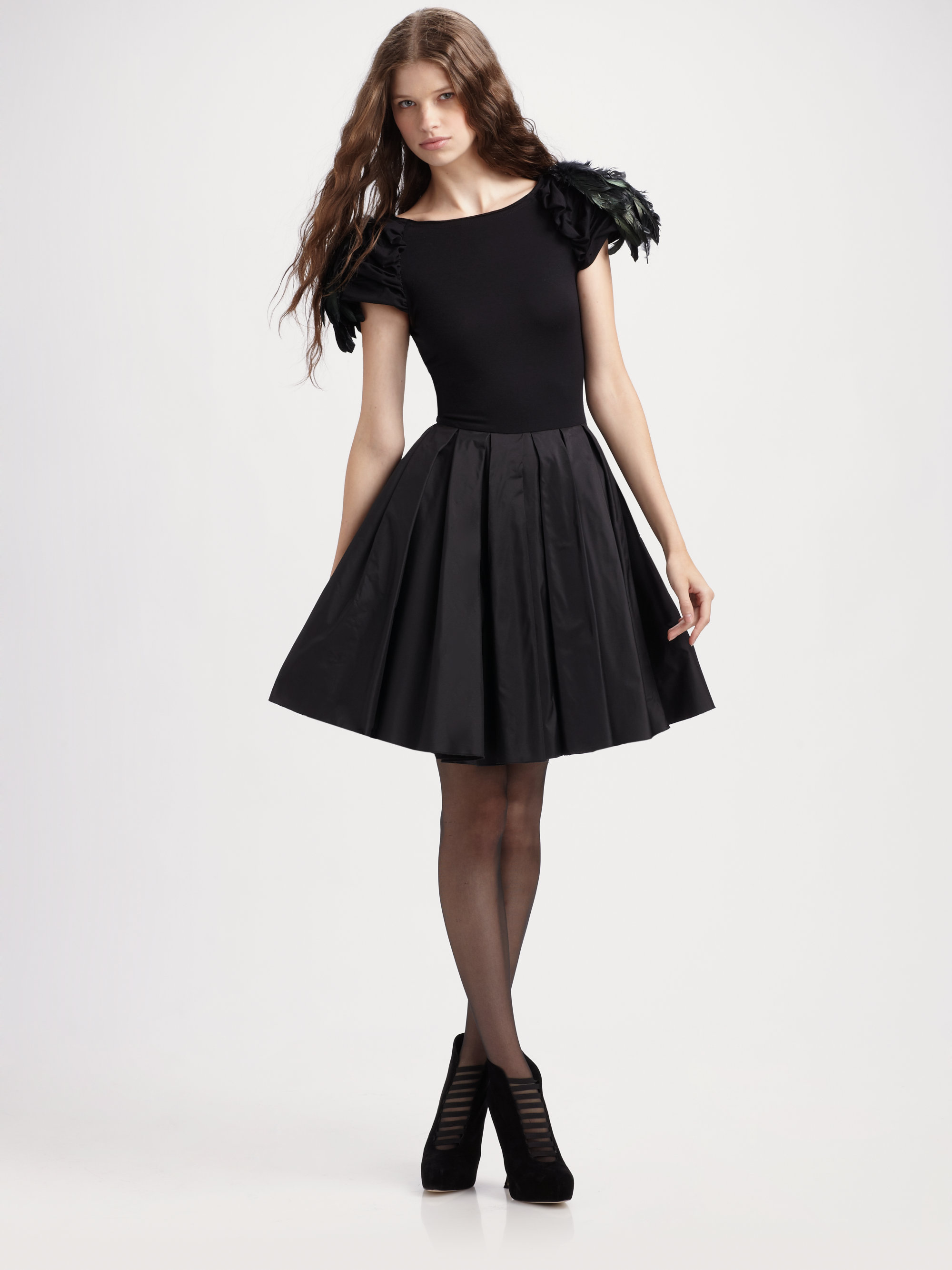 feather shoulder dress
