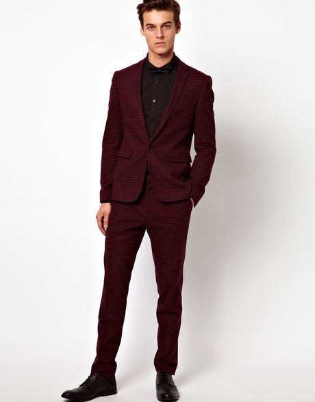 Asos Skinny Fit Suit Trousers in Gingham Check in Red for Men ...