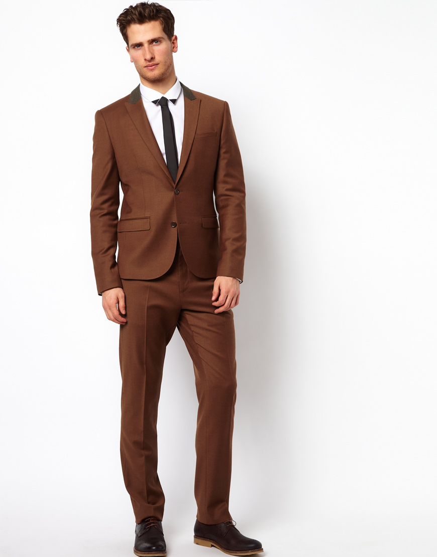 Lyst - ASOS Slim Fit Suit Jacket in Rust in Brown for Men