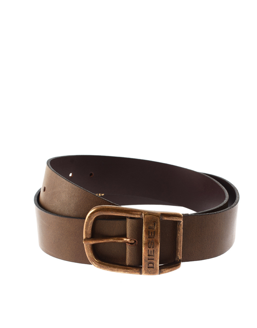 DIESEL Wapr Leather Belt in Brown for Men - Lyst