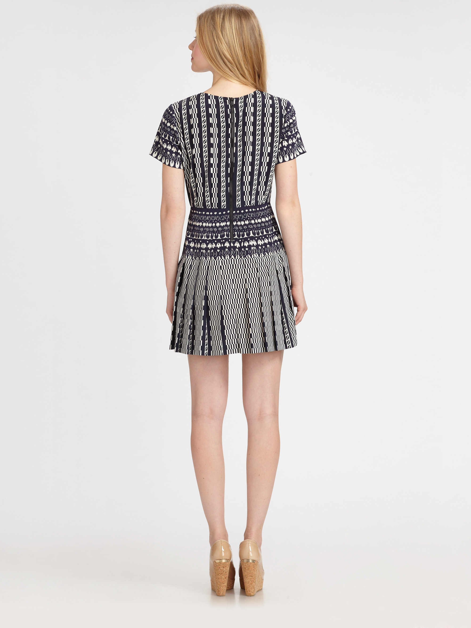 Lyst Dkny Pleated Mini Dress in Black