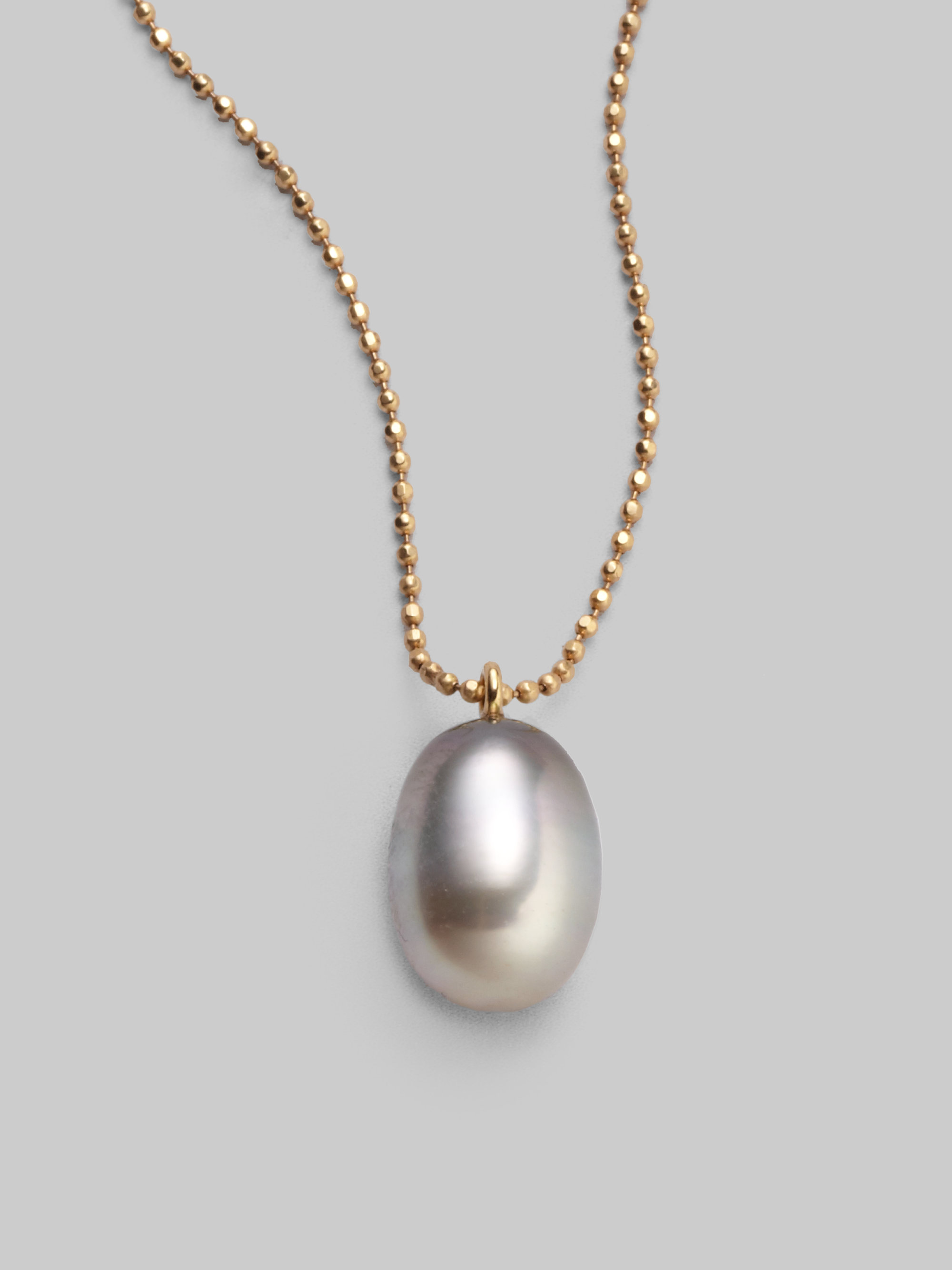 Dominique Cohen Tahitian Pearl 18k Gold Drop Pendant Necklace in