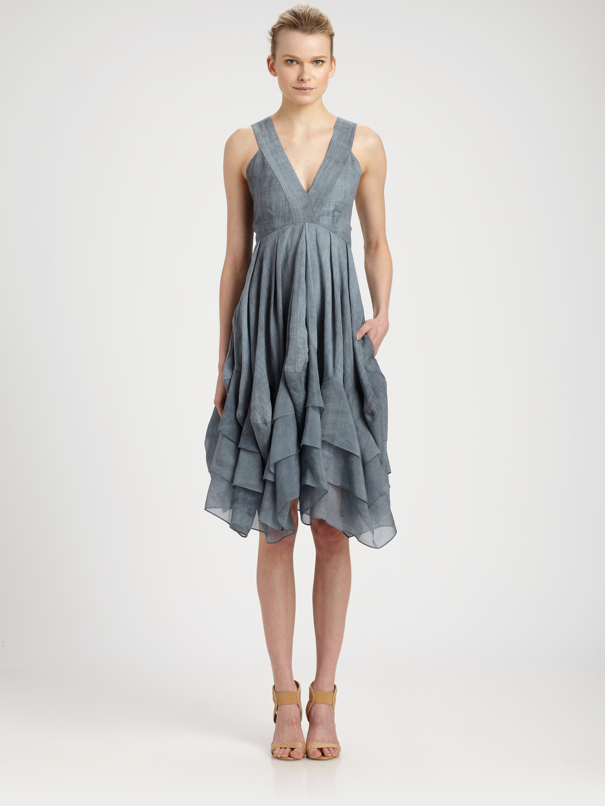 Lyst - Donna Karan Floating Air Dress in Gray