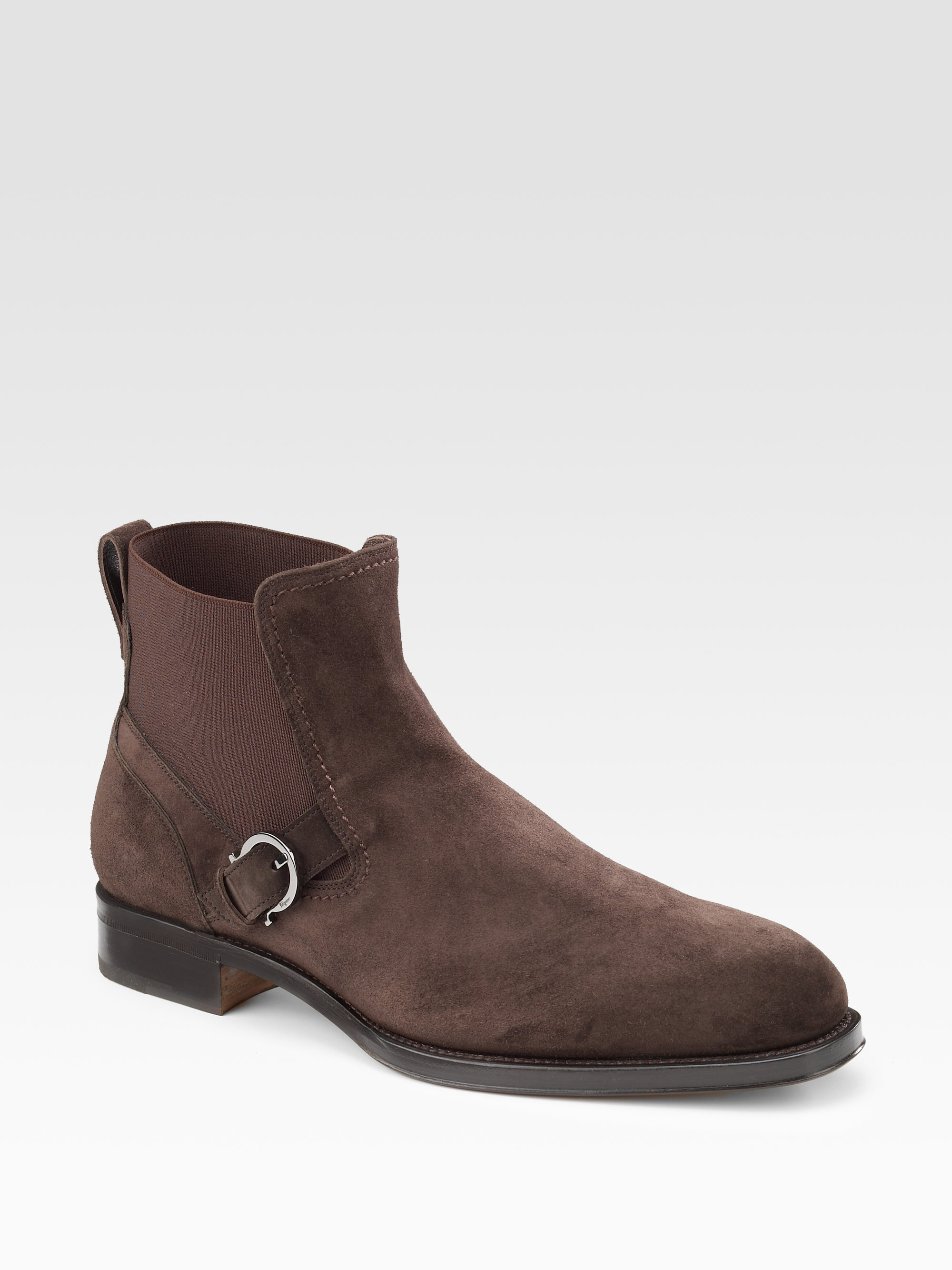 Ferragamo Fortuna Suede Boots in Brown for Men | Lyst