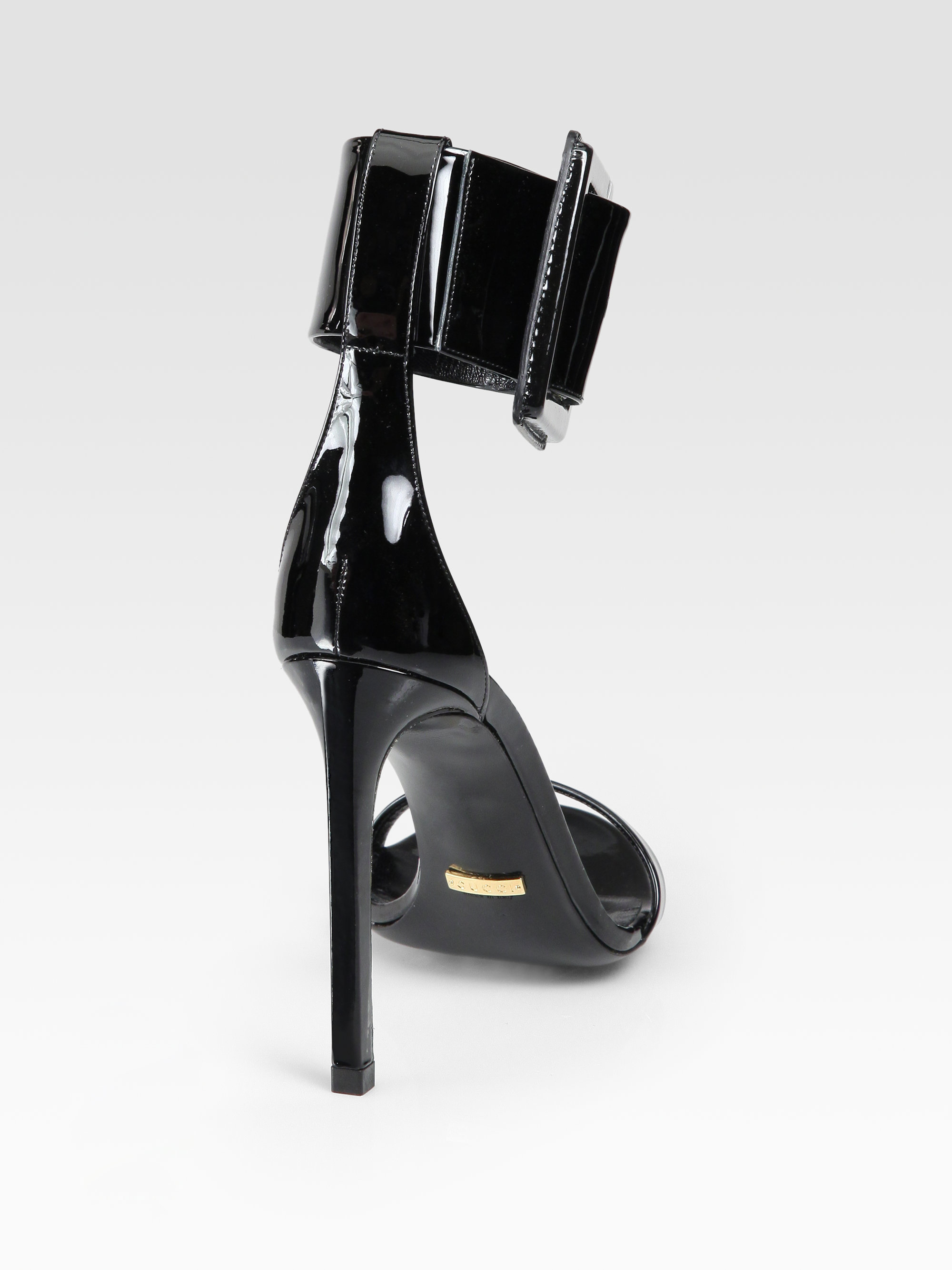 rense dart Kirken Gucci Leather Buckle Ankle Strap Sandals in Black | Lyst