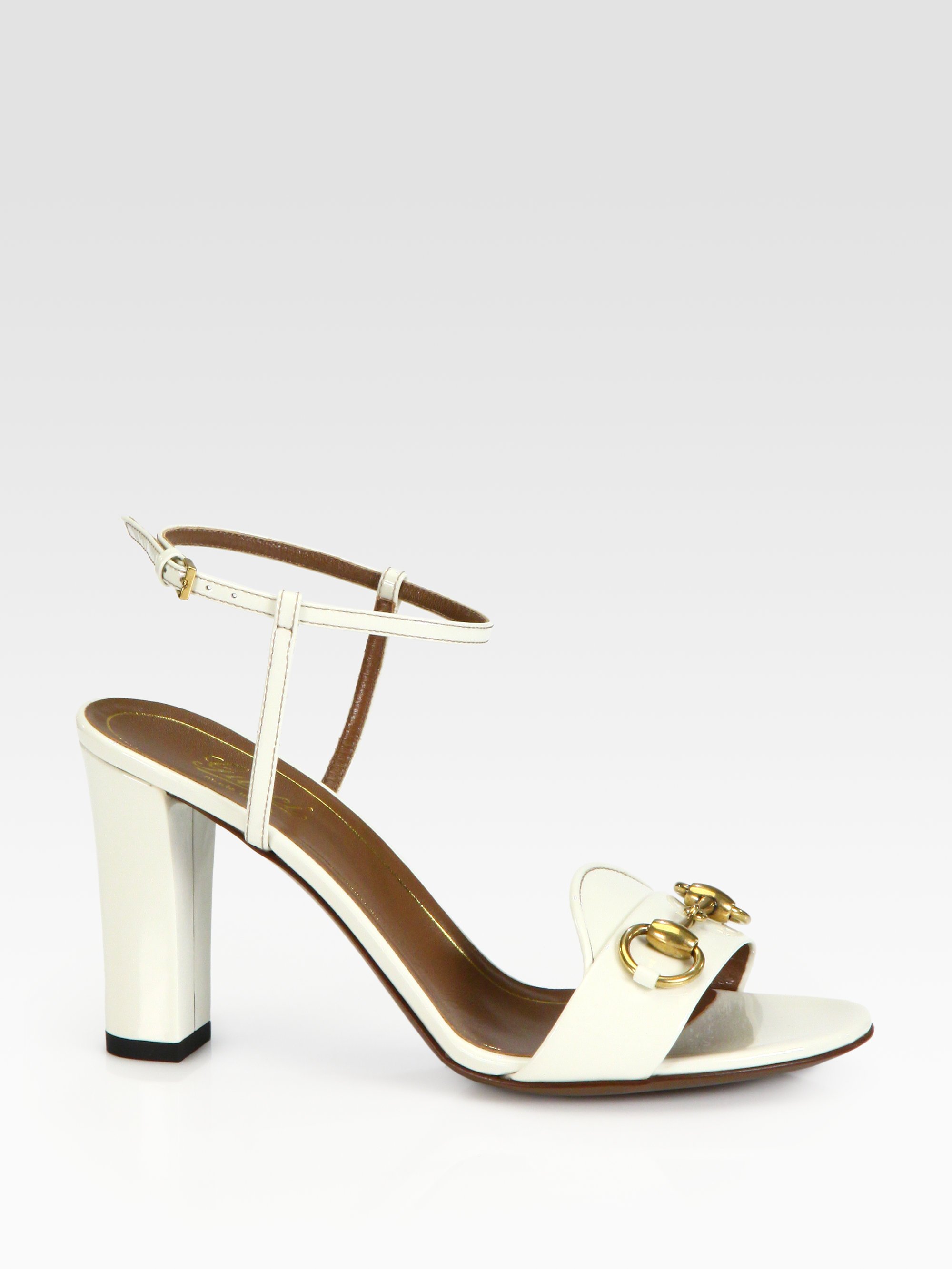 gucci white block heel