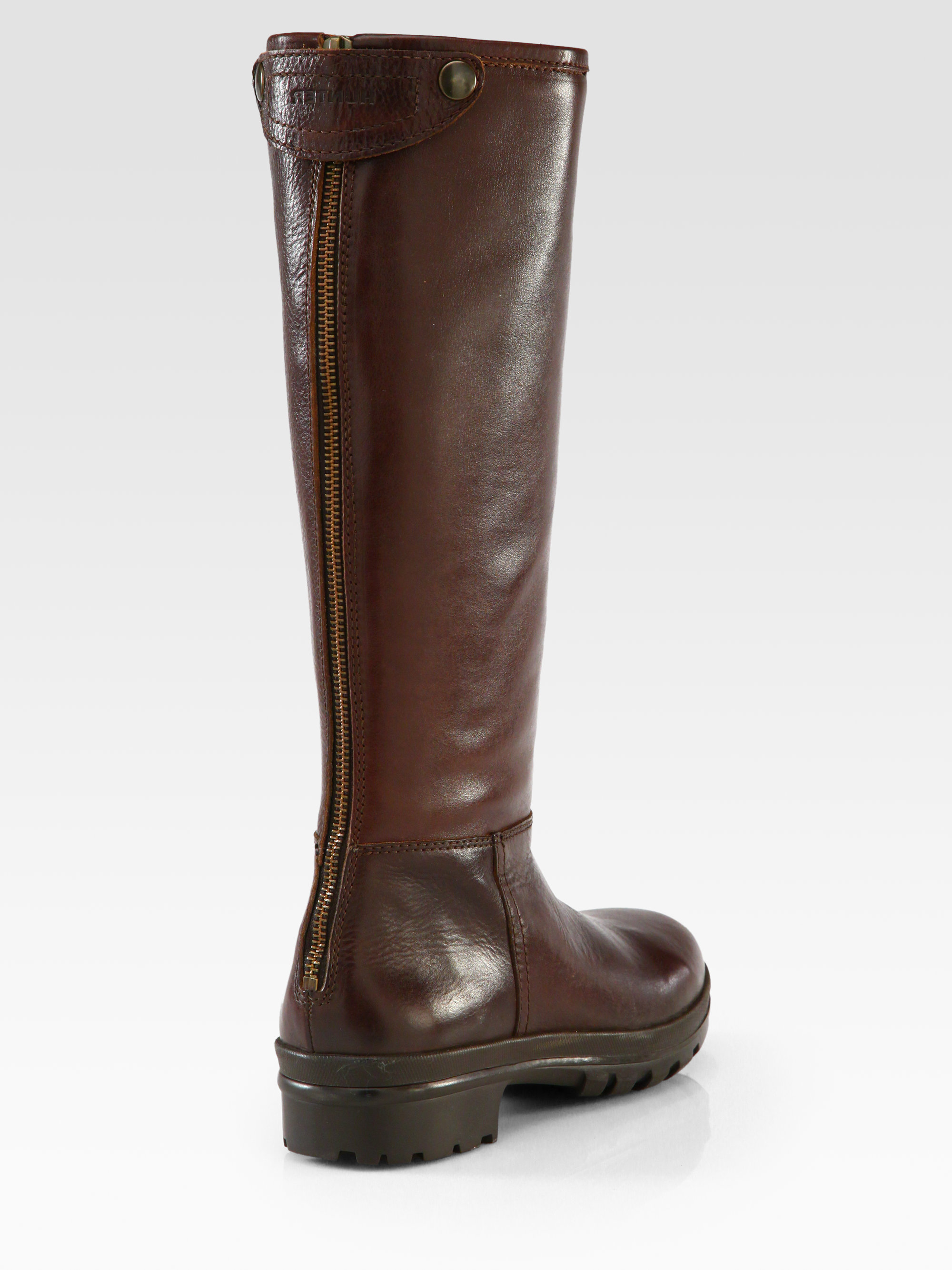dark brown leather knee high boots