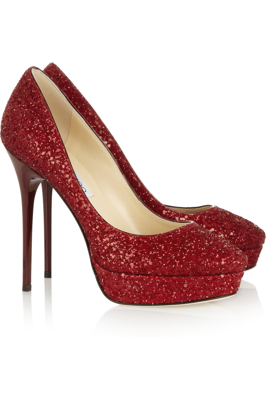 Lyst - Jimmy Choo Cosmic Glitter Finish Leather Pumps in Red