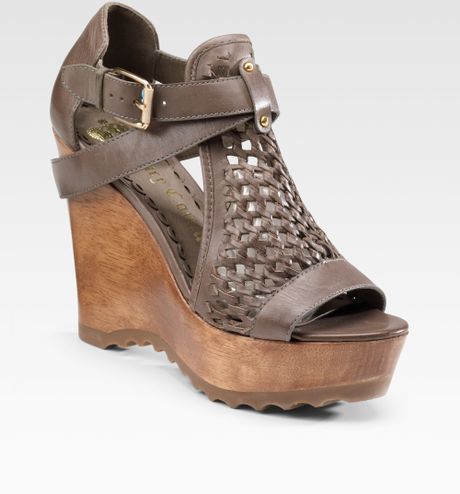 Juicy Couture Bundy Wovenleather Wedge Sandals in Brown (bronze) | Lyst