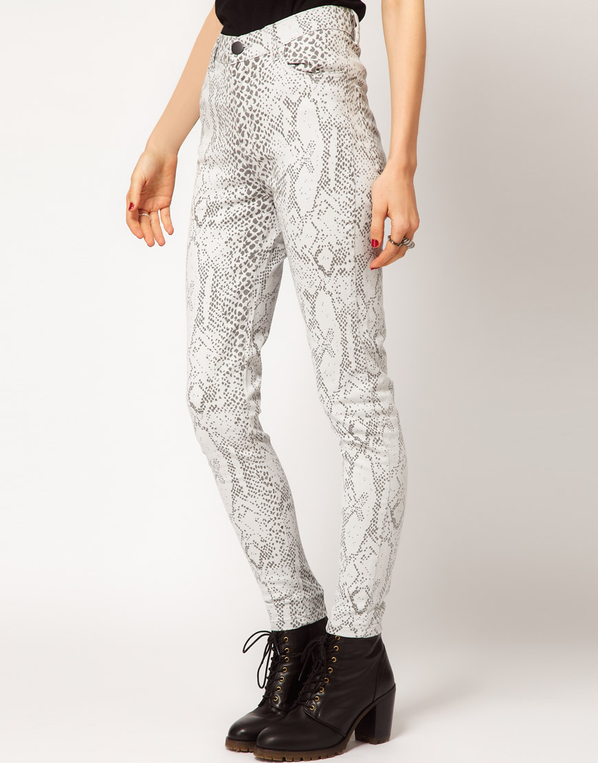 grey snake print jeans
