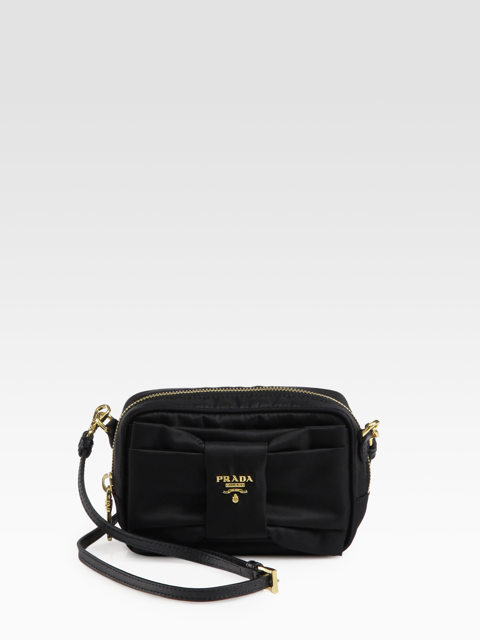 samenkomen plek aanvaardbaar Prada Tessuto Bow-Detail Cross-Body Bag in Black | Lyst