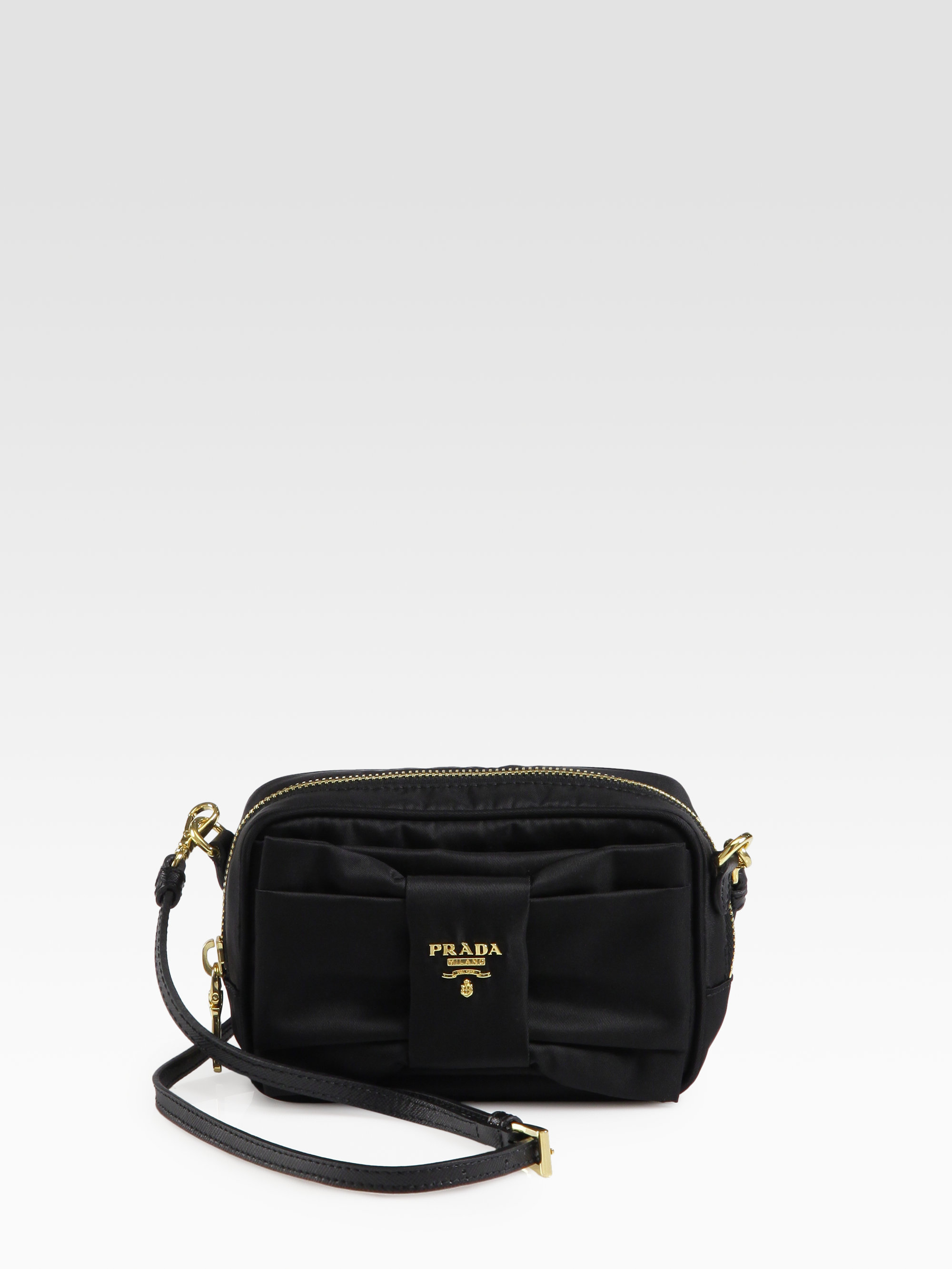 Prada Tessuto Bow-Detail Cross-Body Bag in Black