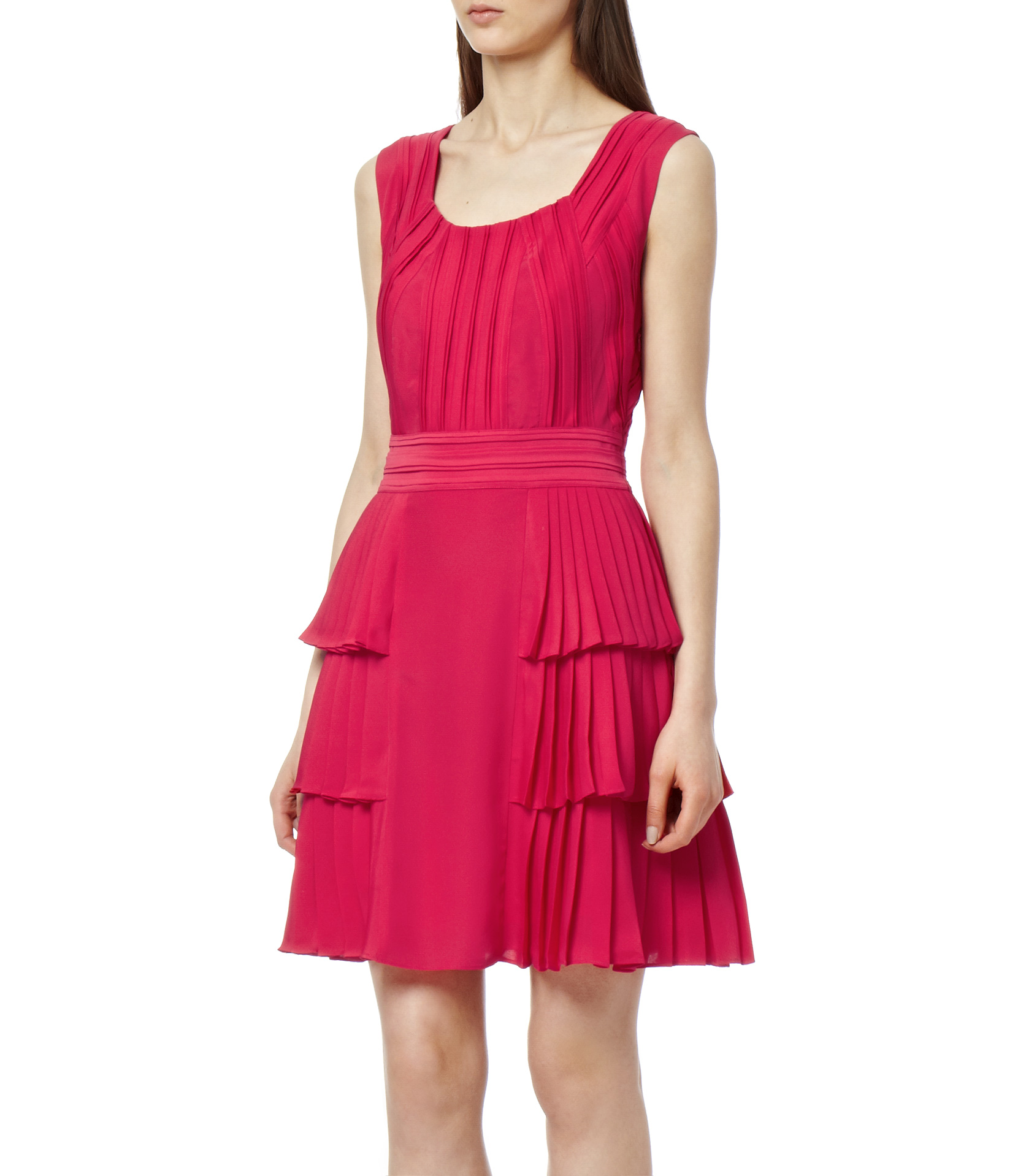 hot pink pleated dress
