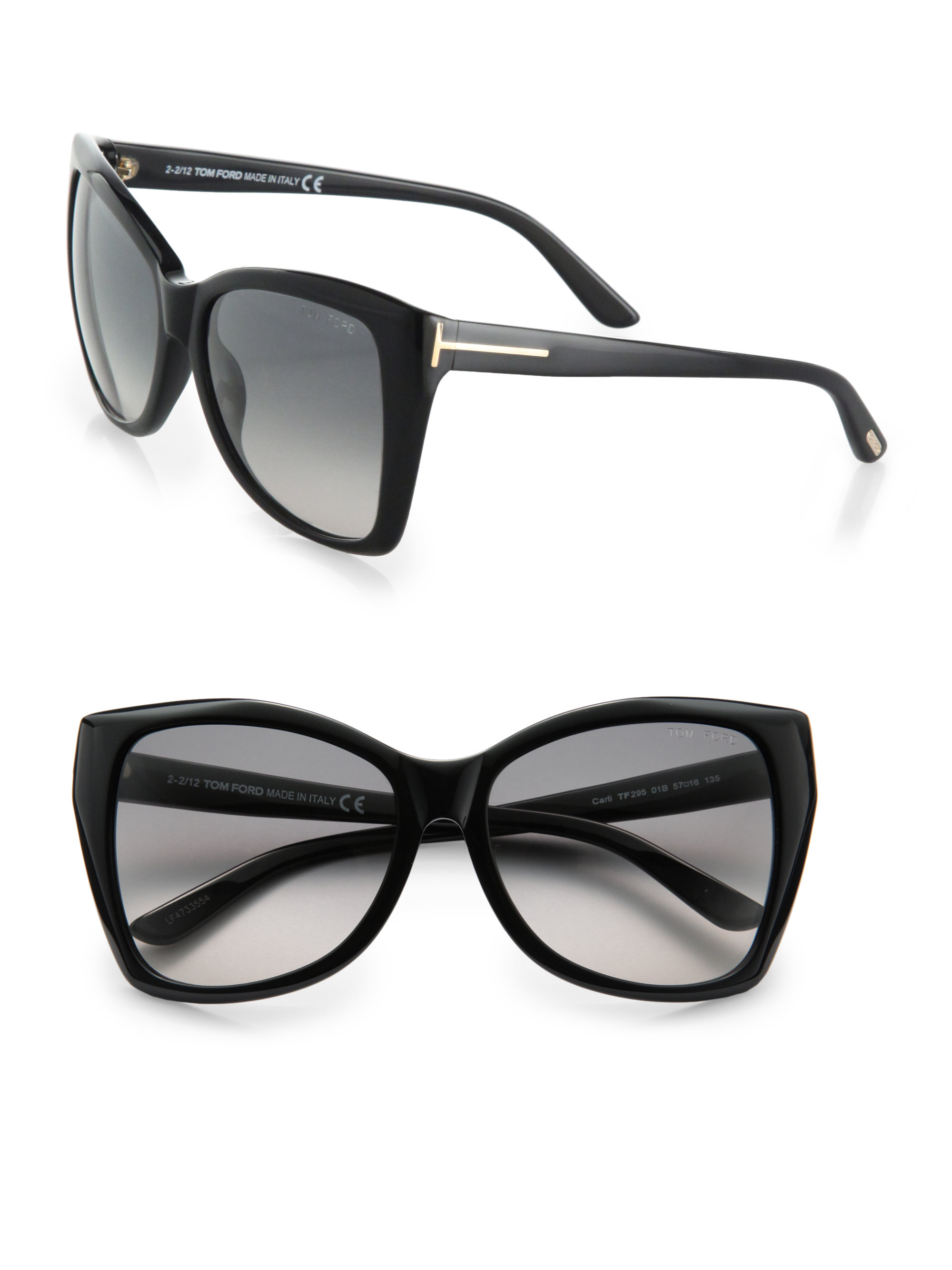 Lyst Tom Ford Carli Oversized Cat S Eye Sunglasses In Black
