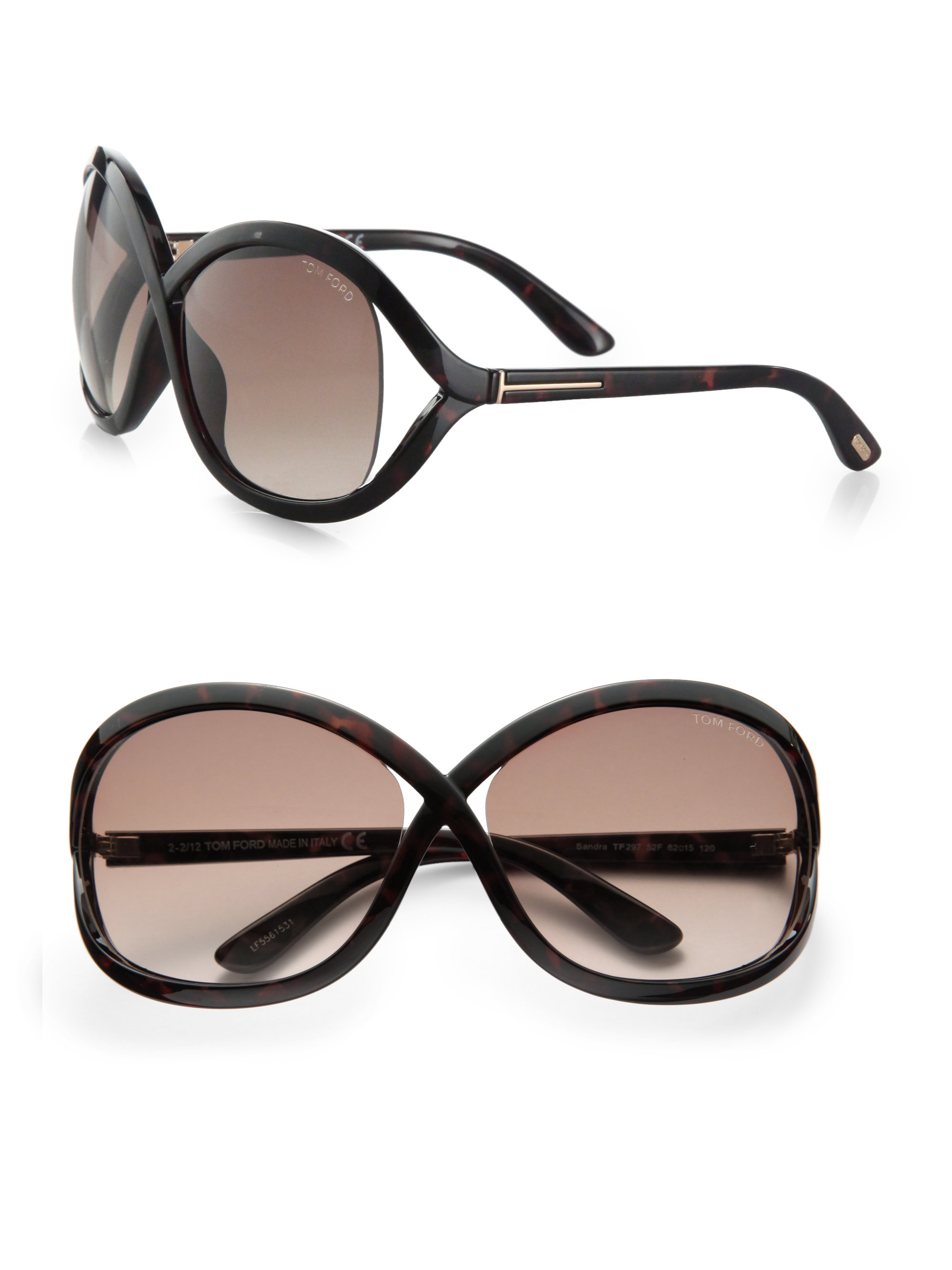 Tom Ford Sandra Acetate Square Crossover Sunglasses in Black - Lyst