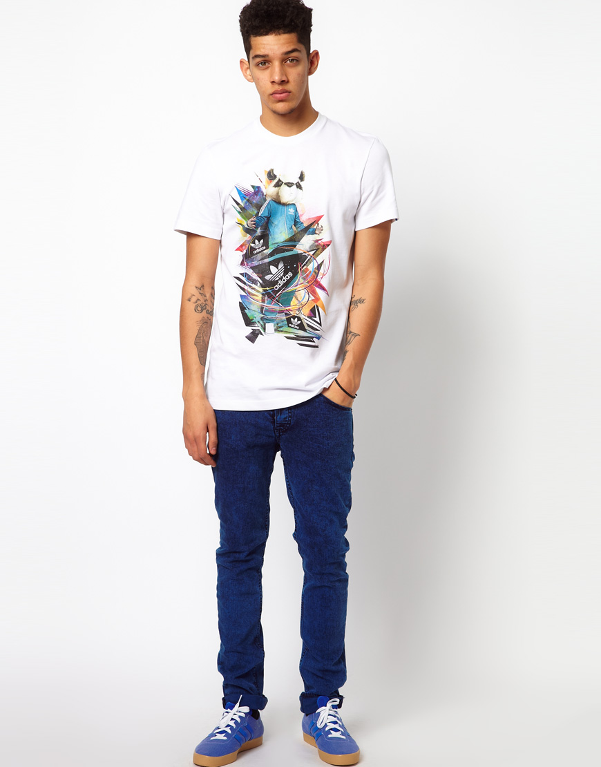 Lyst  Adidas Originals Tshirt with Panda Print in White for Men Lyst  Adidas Originals Tshirt with Panda Print in White for Men