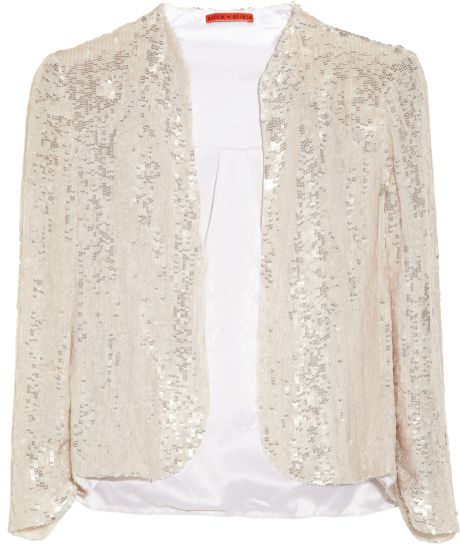 Alice + Olivia Wheeler Sequined Silk Organza Jacket in White | Lyst