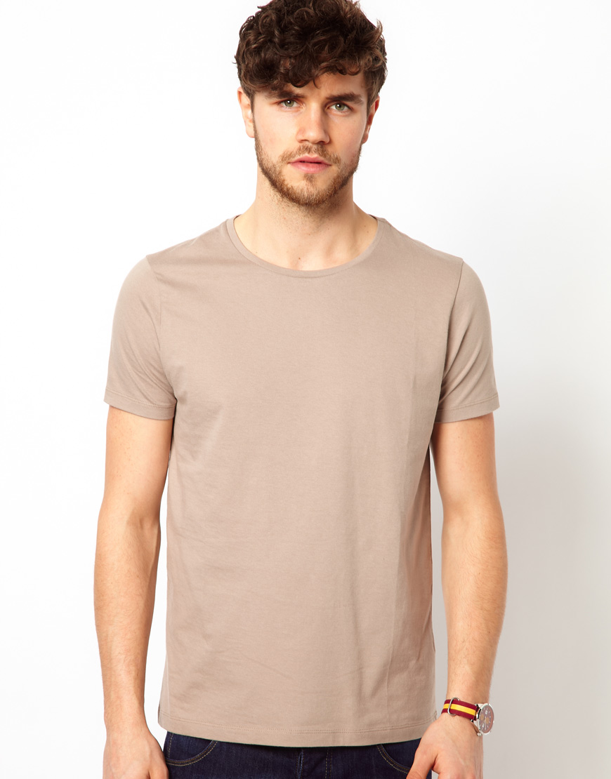 Lyst - Asos T-shirt with Crew Neck in Natural for Men